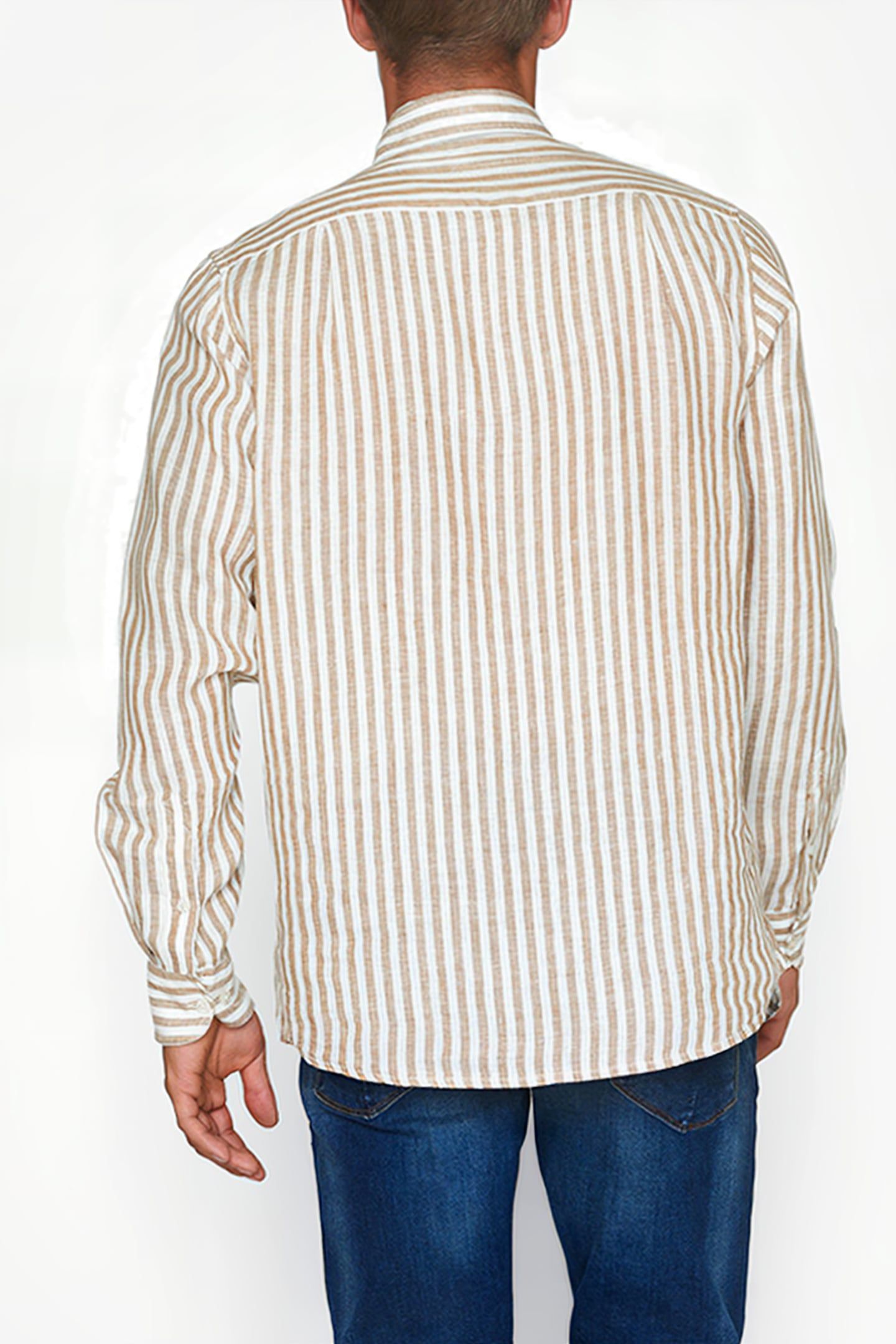 GREGSI LINEN STRIPE BROWN LION 2