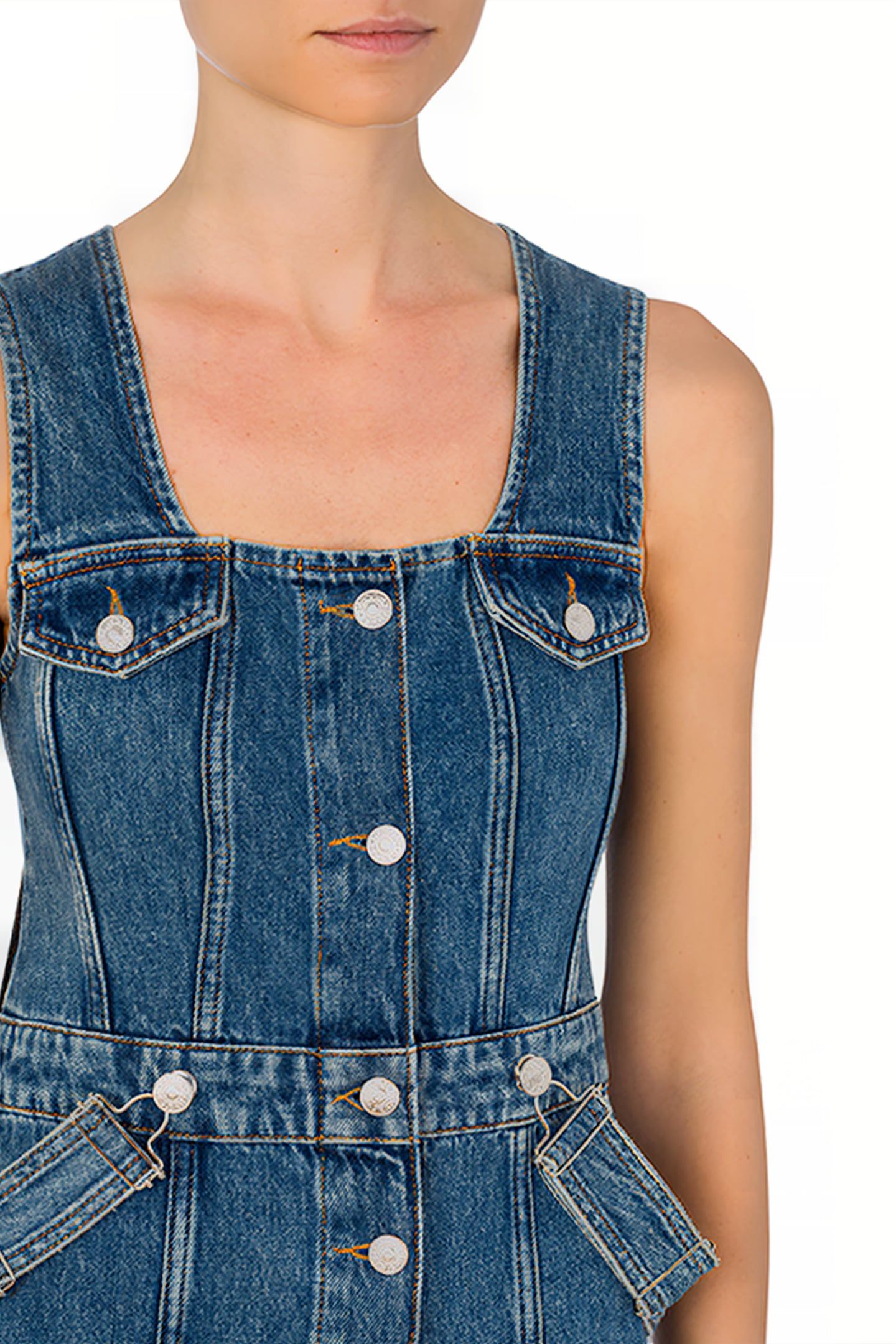 SUSPENDERS DENIM DRESS BLUE 4