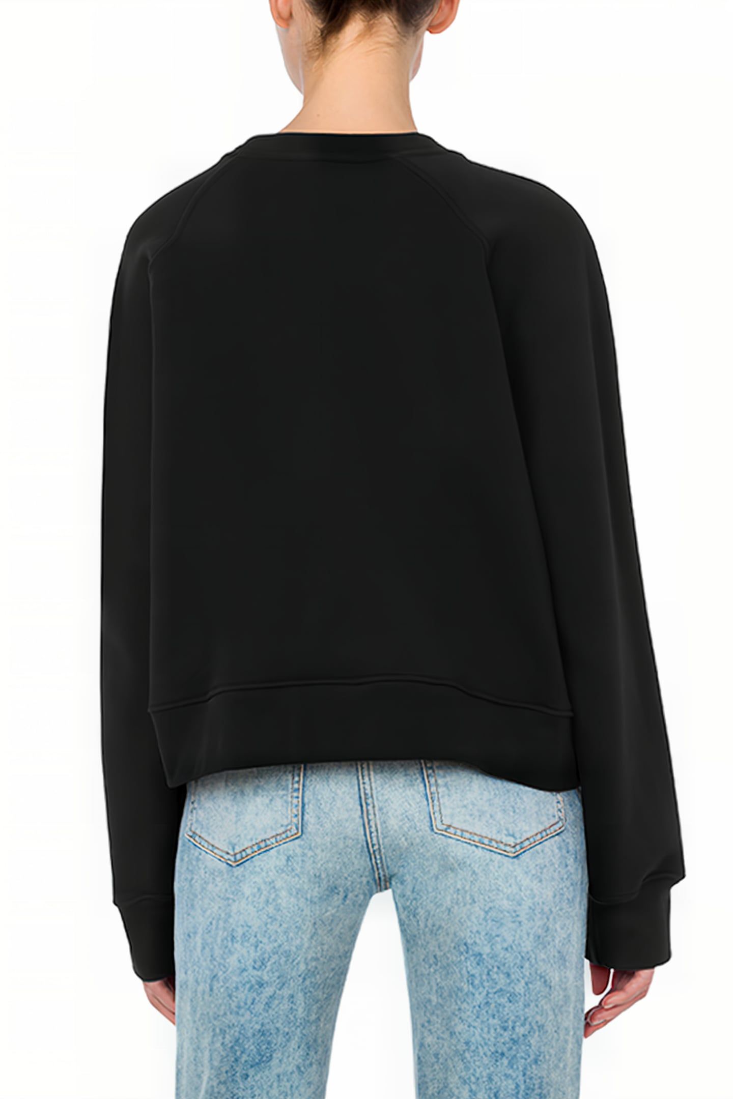 PEACE SIGN PRINT DIAGONAL COTTON SWEATSHIRT BLACK 2