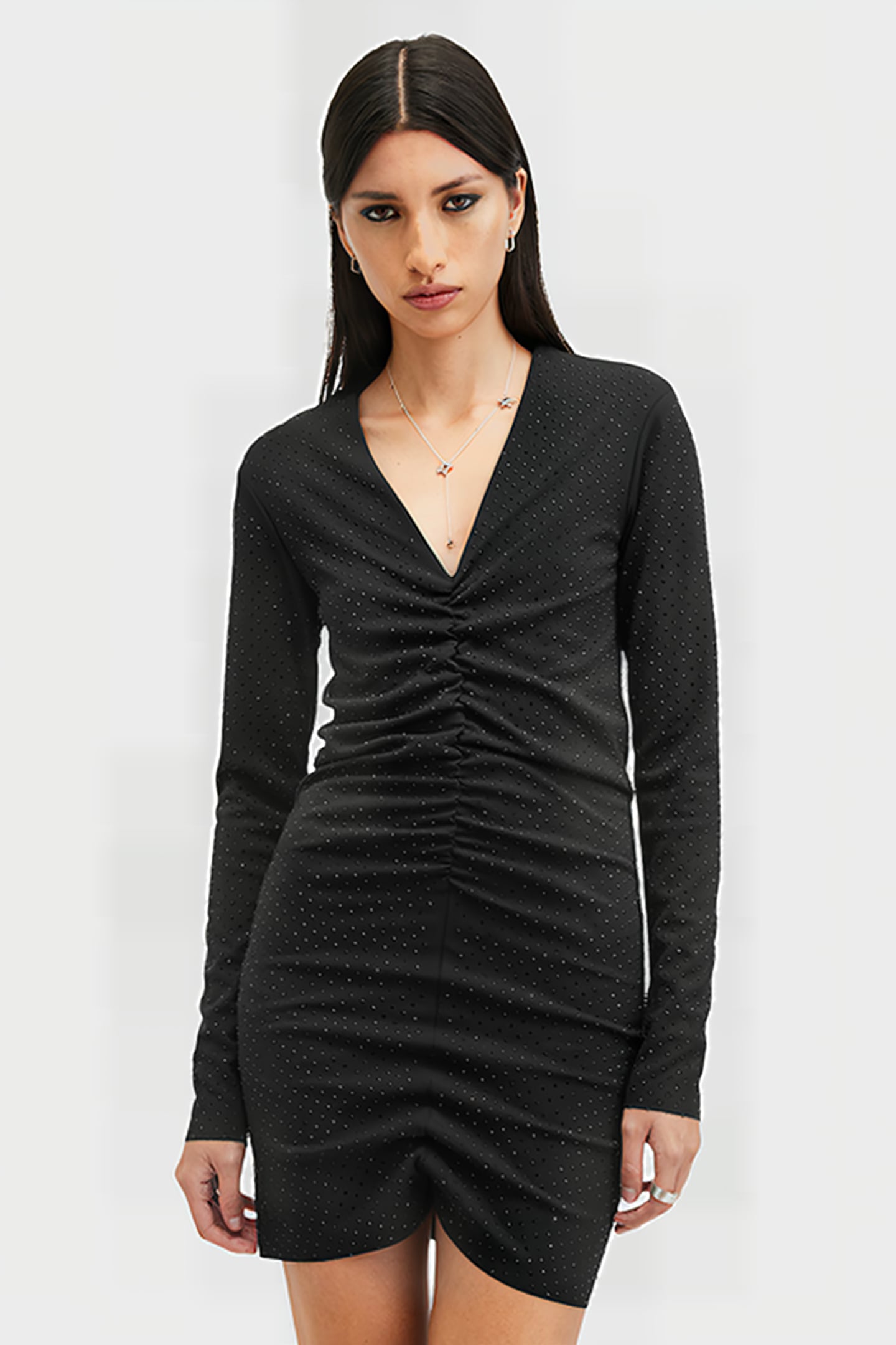 ALYA RUCHE DRESS BLACK 1