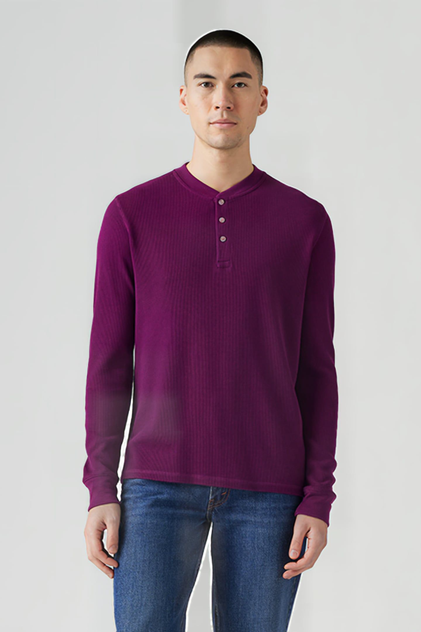 LS THERMAL 3 BTTN HENLEY POTENT PURPLE 1