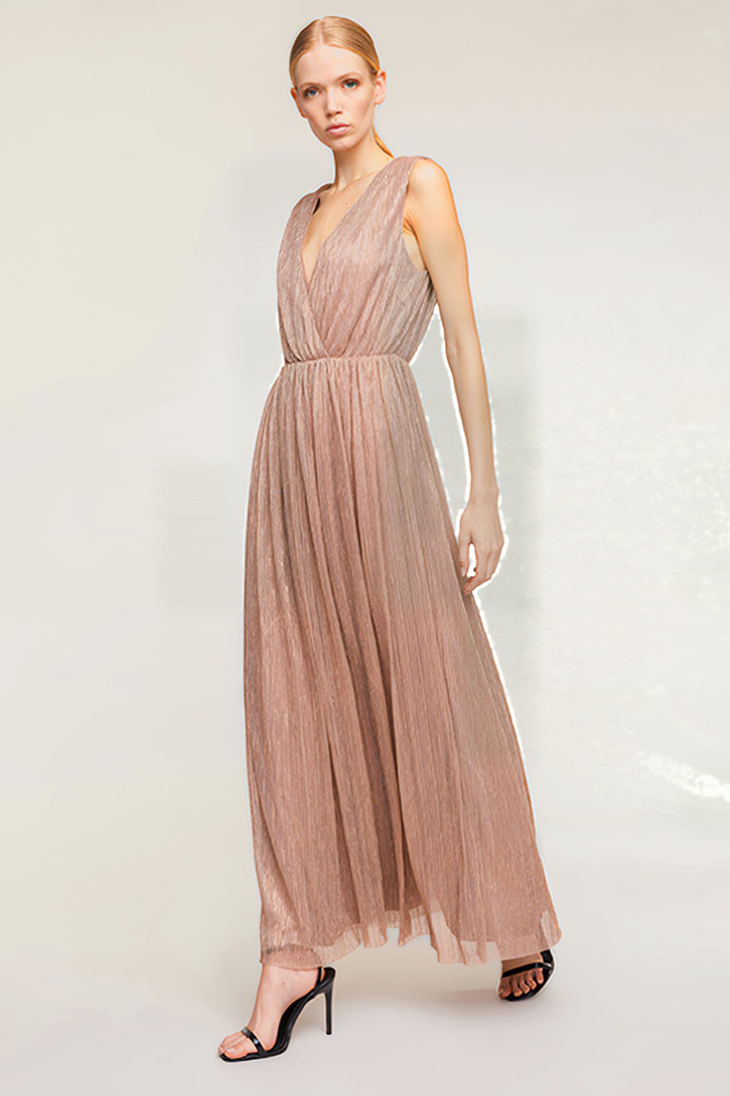 LONG ELEGANT LUREX DRESS PINK 1