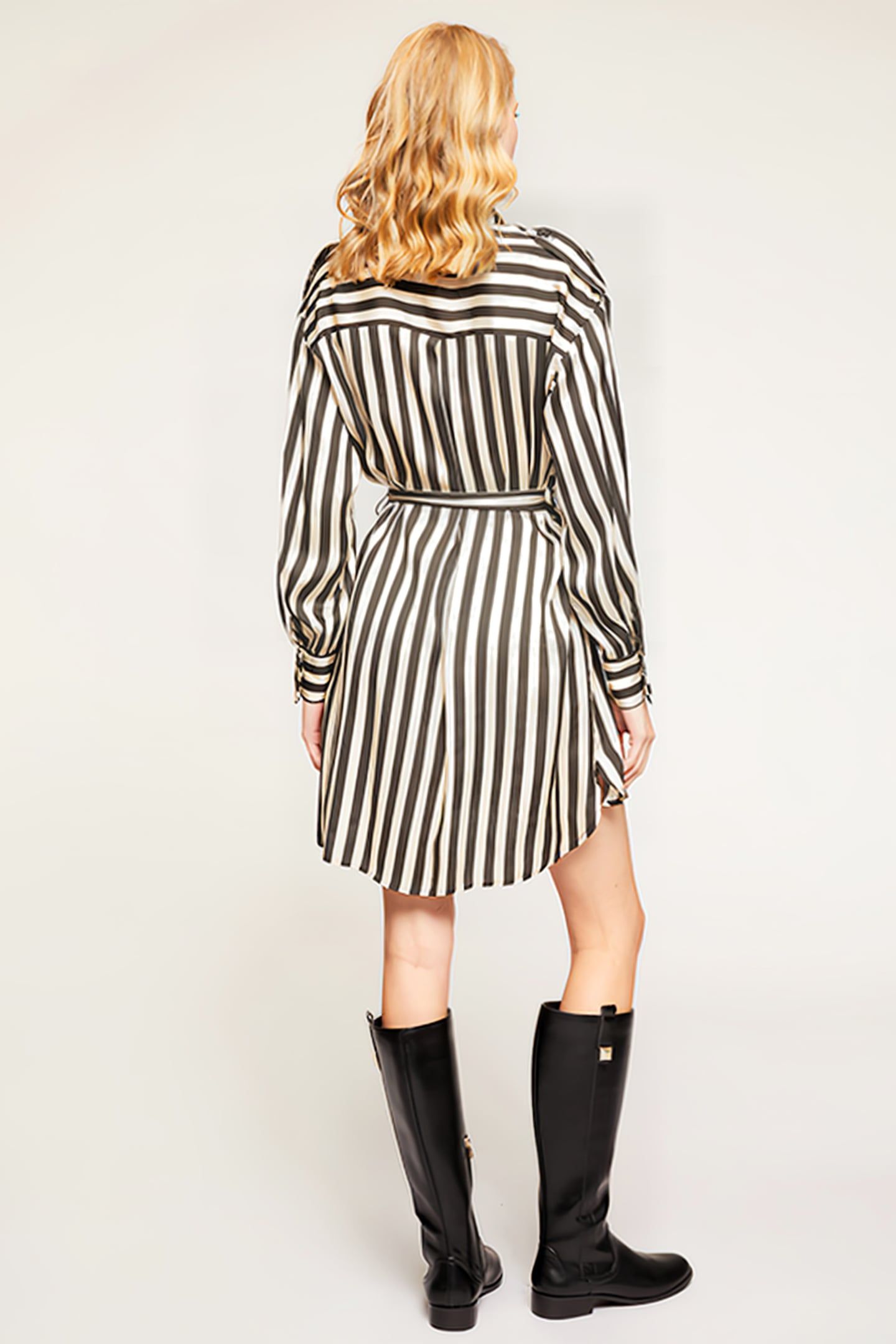 STRIPED CHEMISIER DRESS BLACK 2