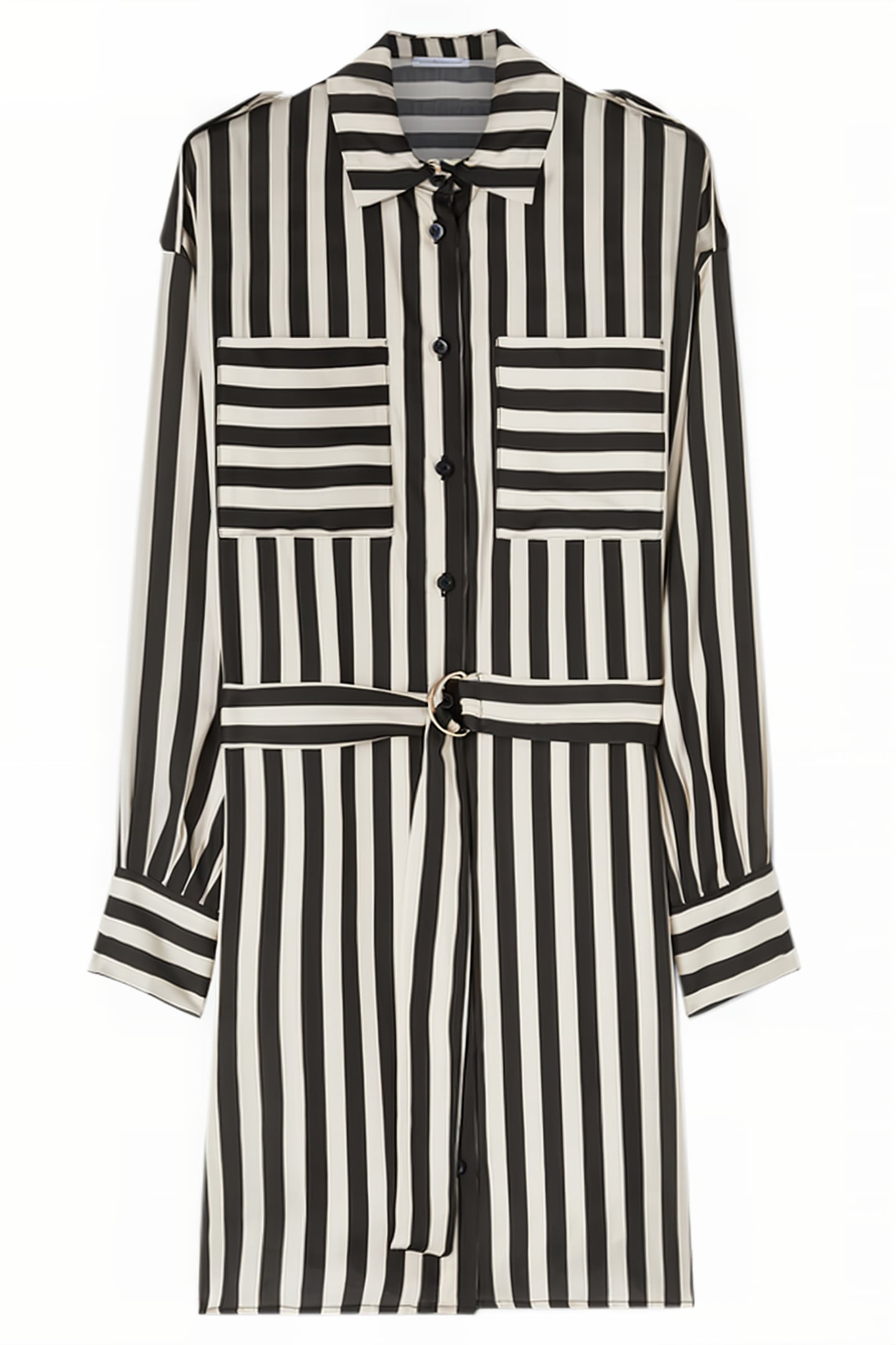 STRIPED CHEMISIER DRESS BLACK 3