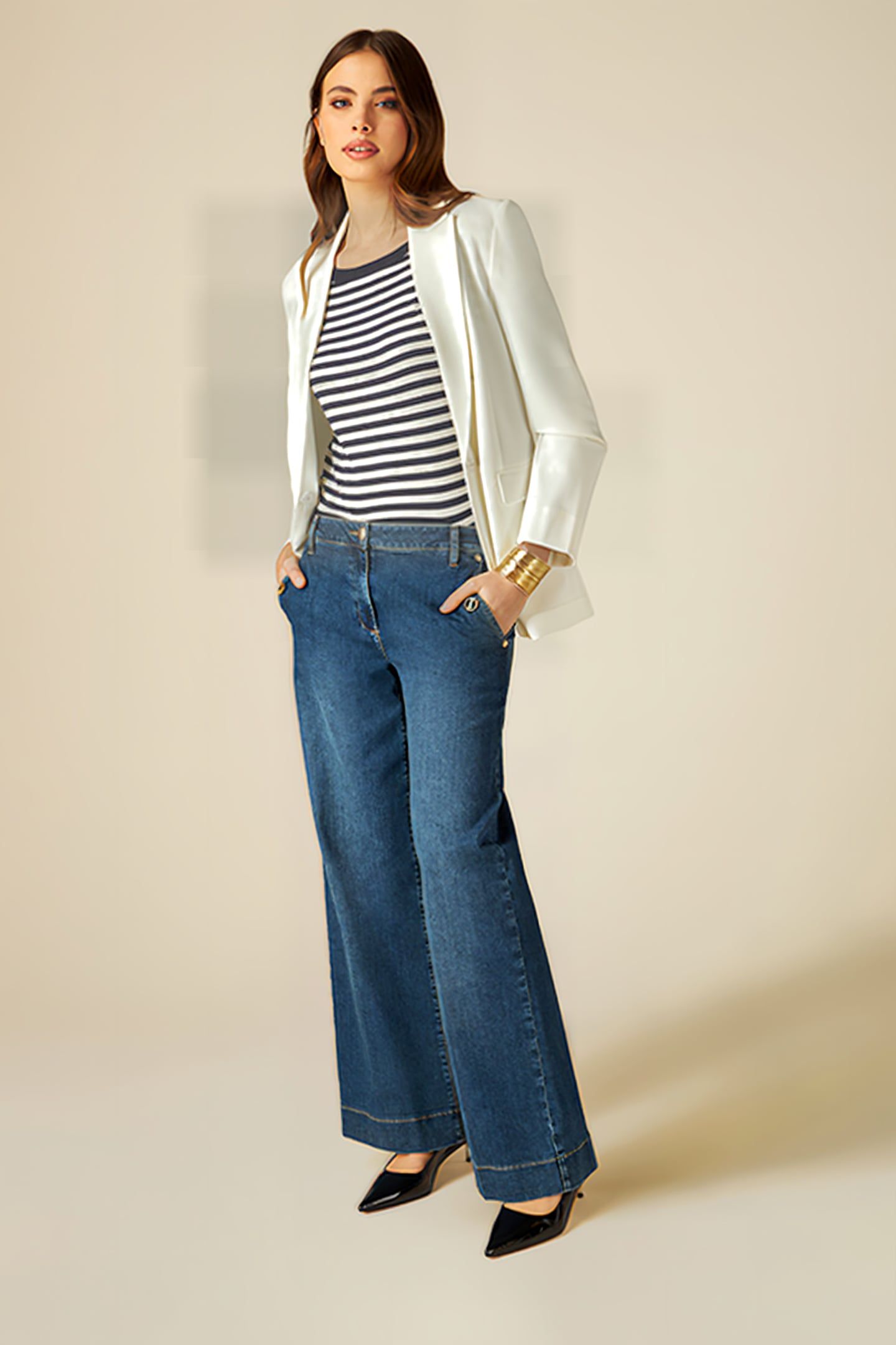 MILANO-STITCH BLAZER WITH JEWEL BUTTONS WHITE 3
