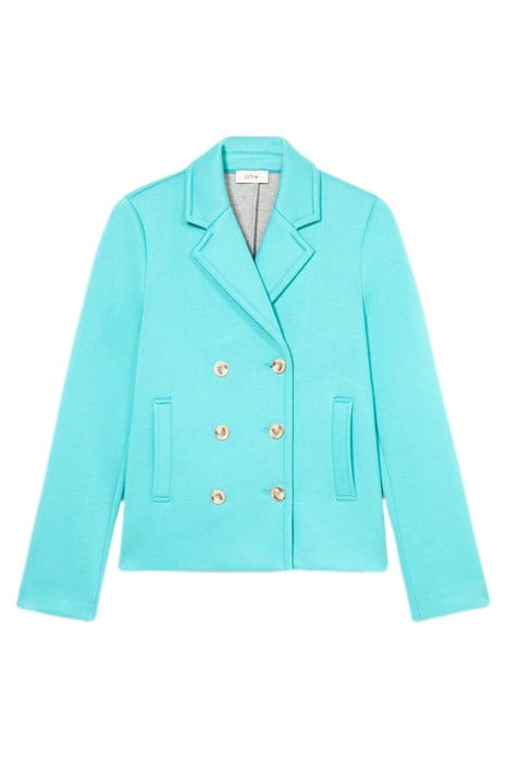 SCUBA FABRIC DOUBLE-BREASTED JACKET LIGHT BLUE 3