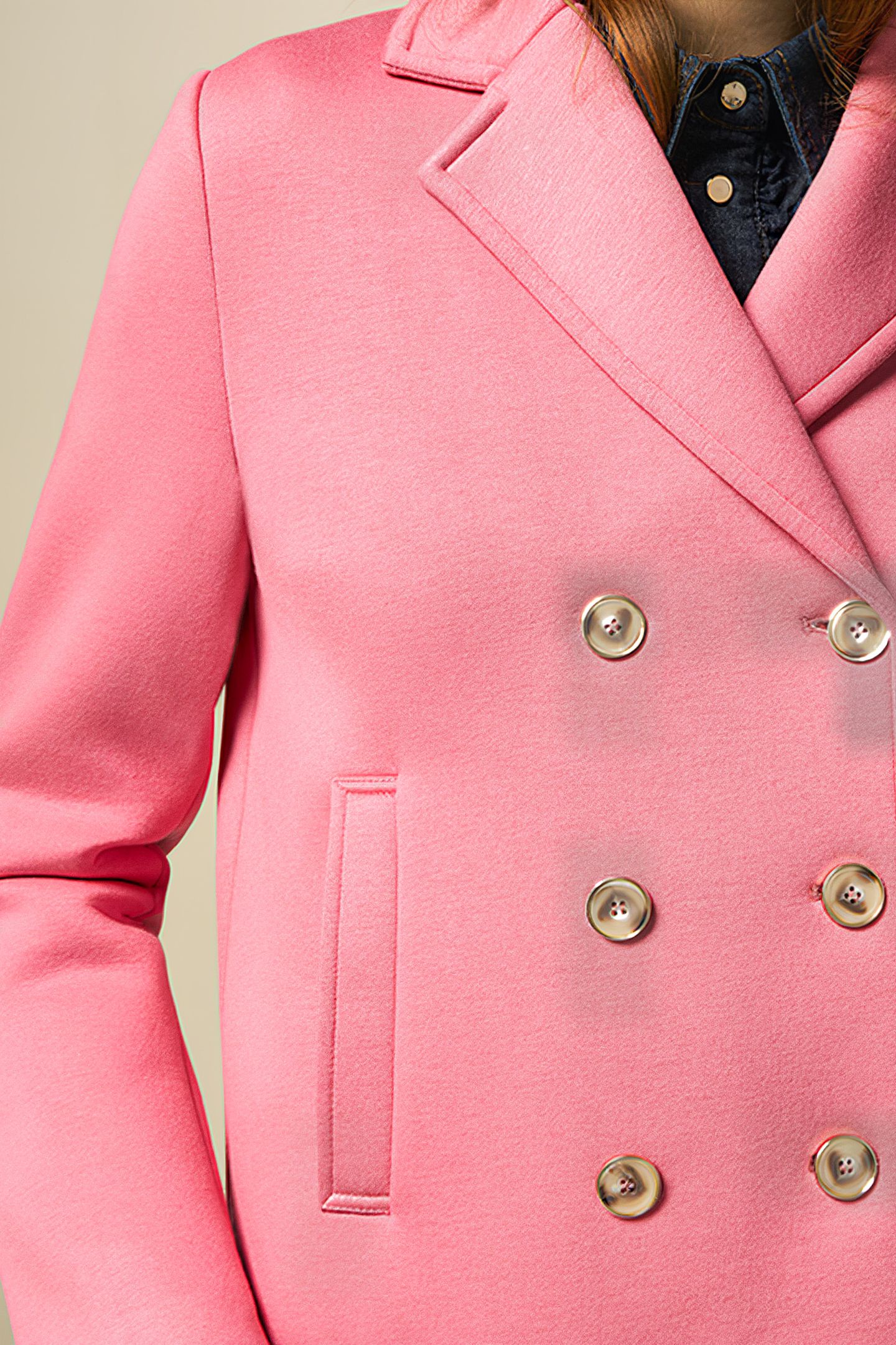 SCUBA FABRIC DOUBLE-BREASTED JACKET PINK 4