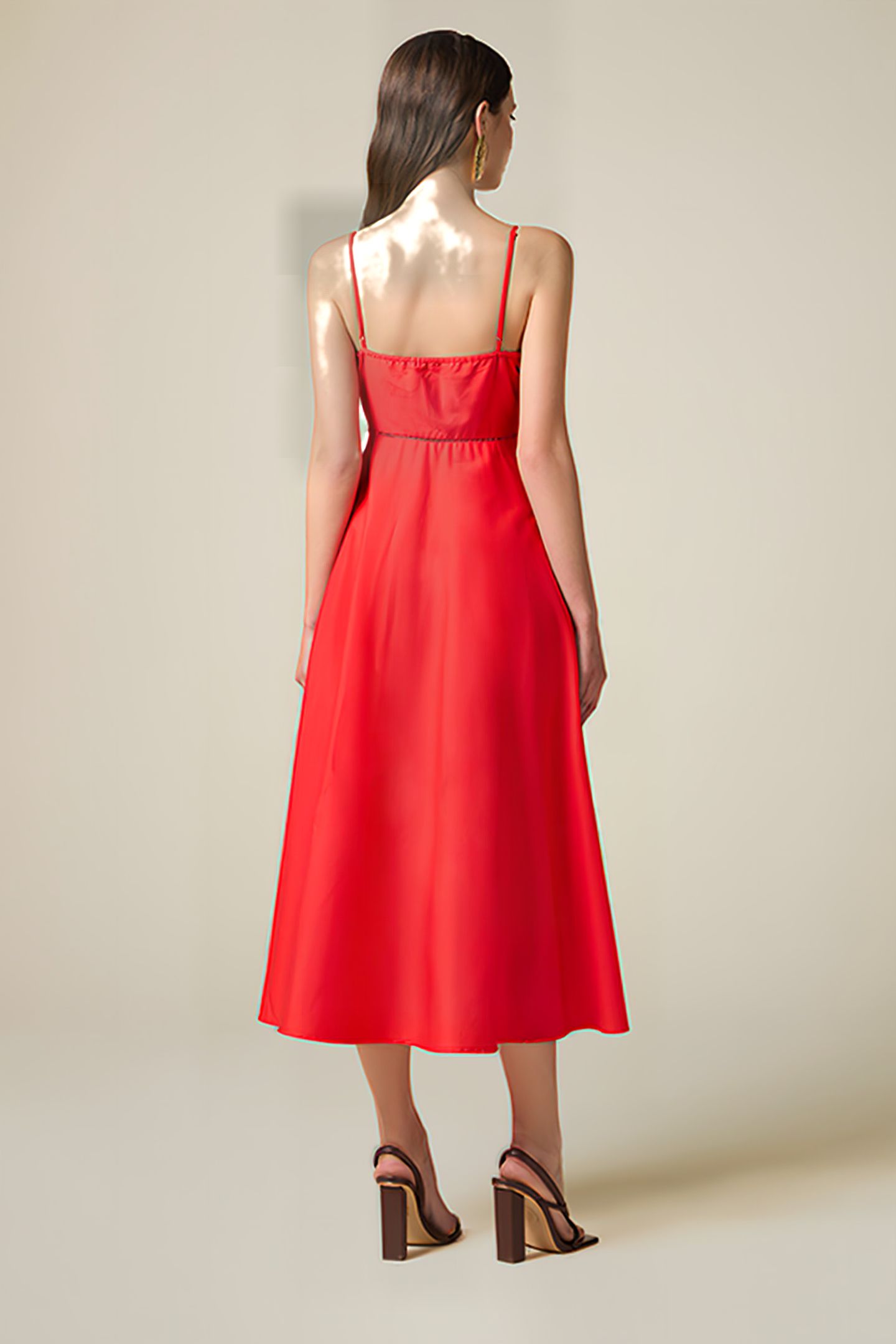 LONG SUMMER POPLIN DRESS RED 2