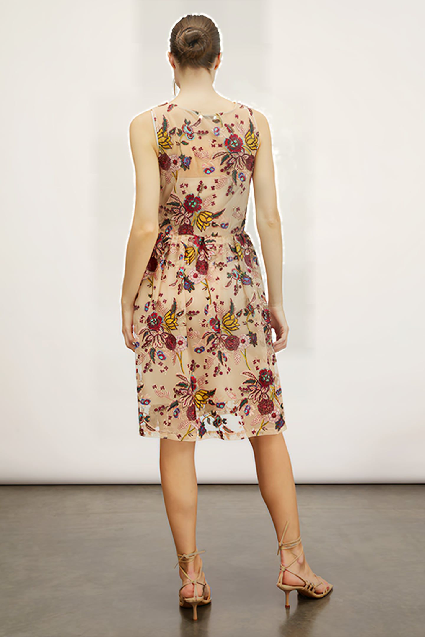 SHORT EMBROIDERED TULLE DRESS RED 2