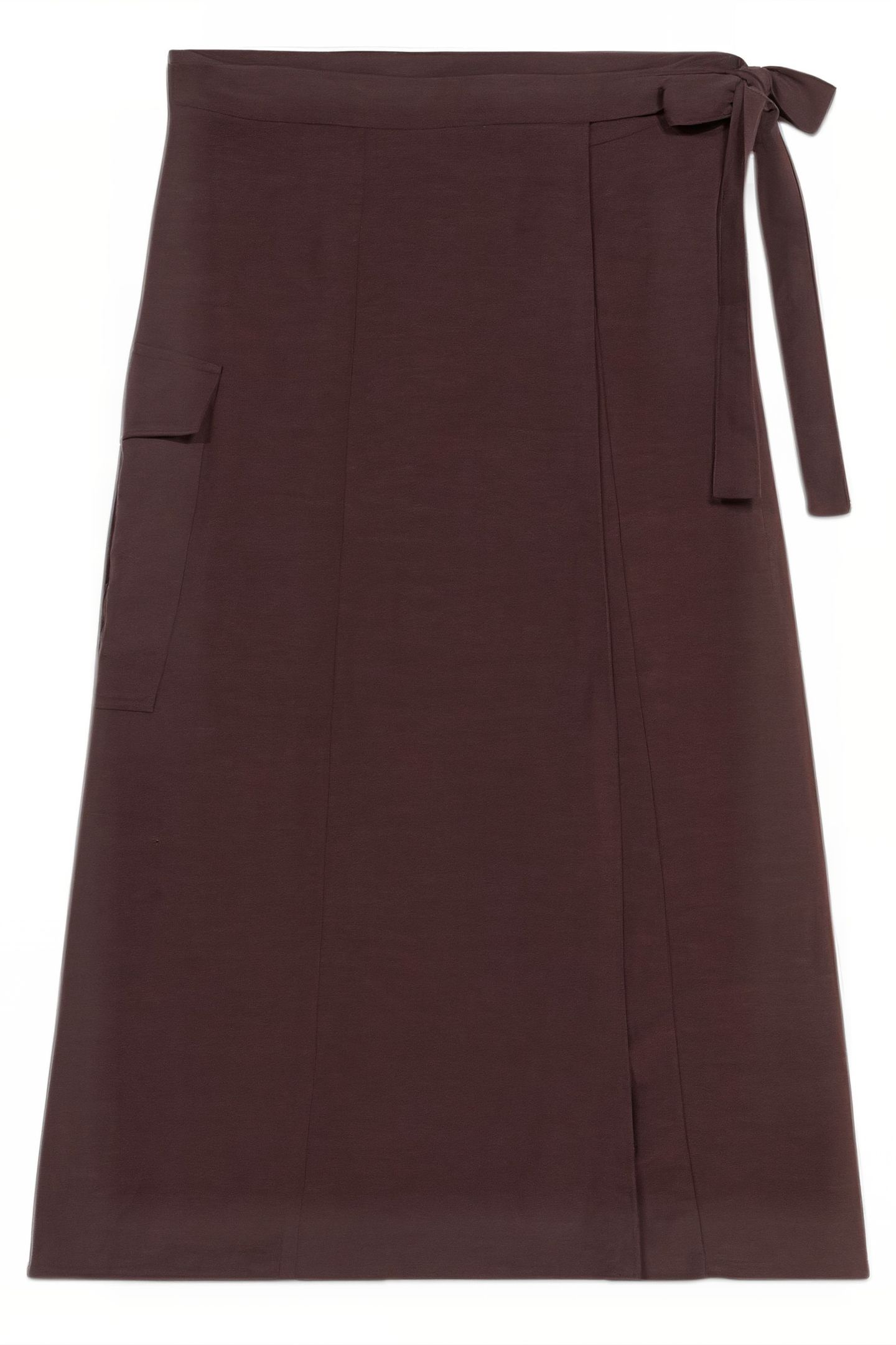 WRAPAROUND LINEN BLEND SKIRT BROWN 4