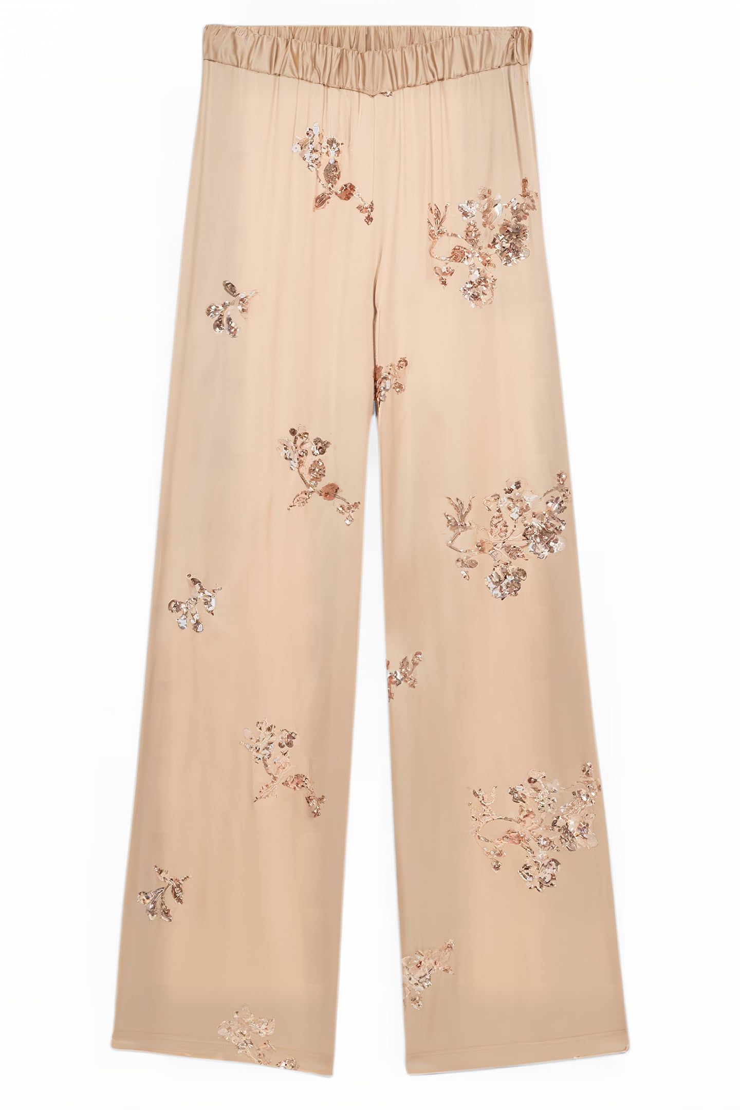 SATIN TROUSERS WITH SEQUIN EMBROIDERY BEIGE 4