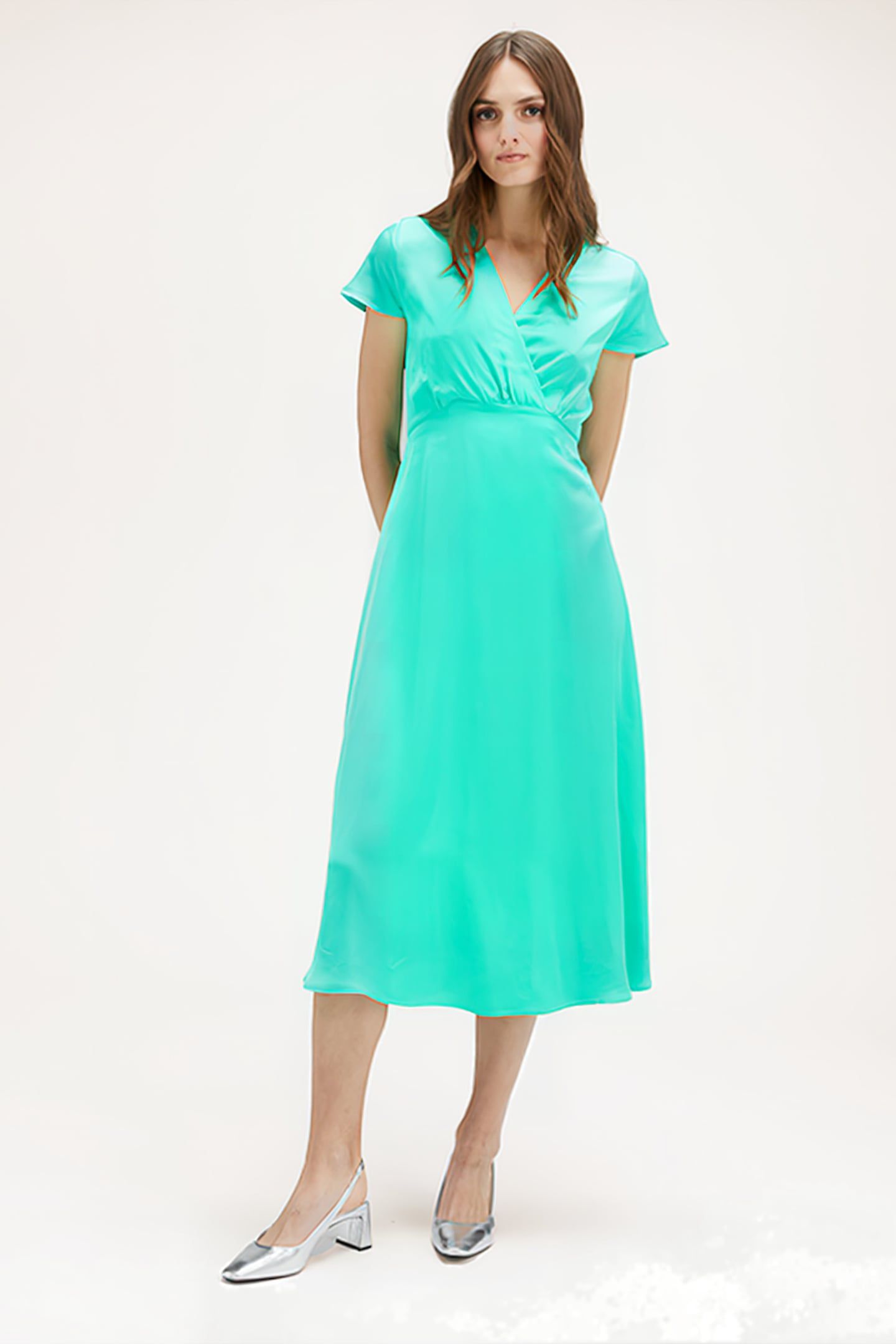 SATIN MIDI DRESS GREEN 4
