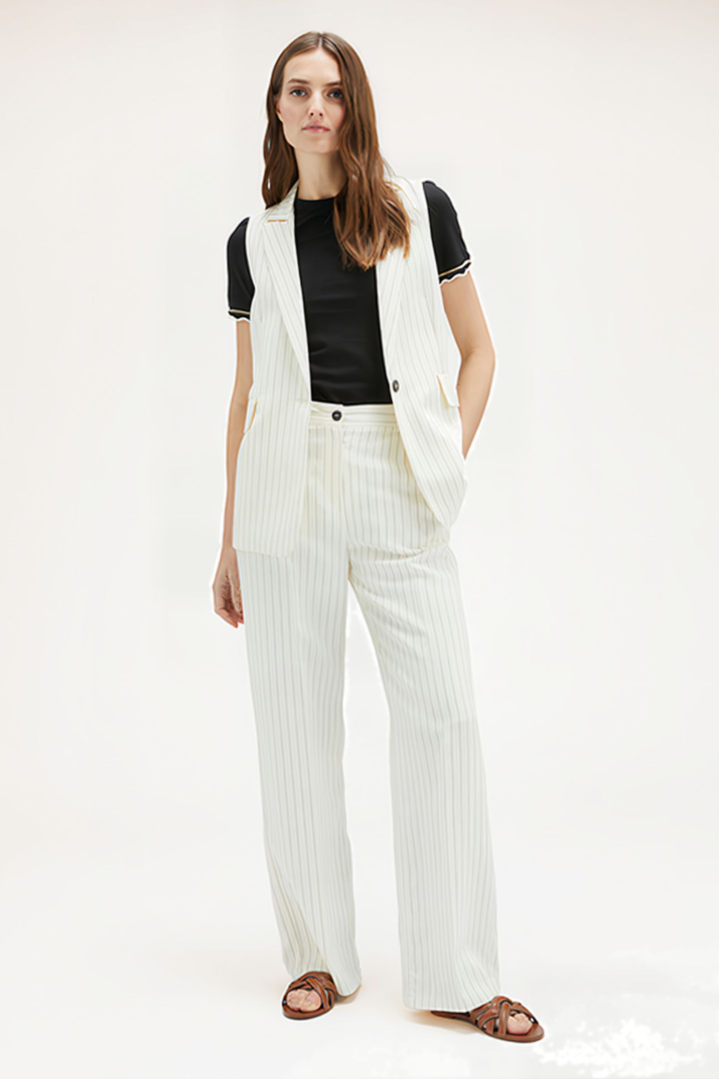 STRIPED LONG FLOWING WAISTCOAT WHITE 3