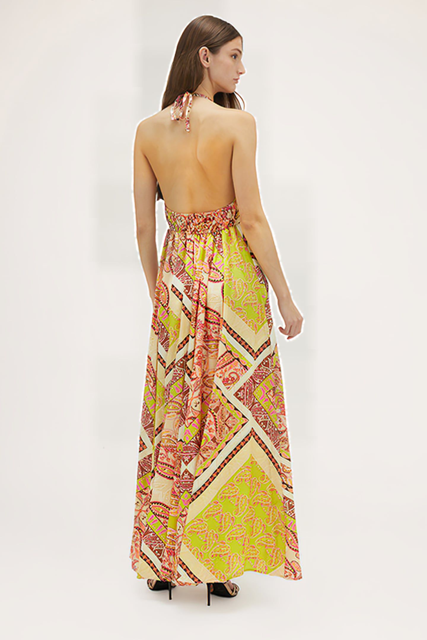 SCARF PATTERN SUMMER DRESS GREEN 2