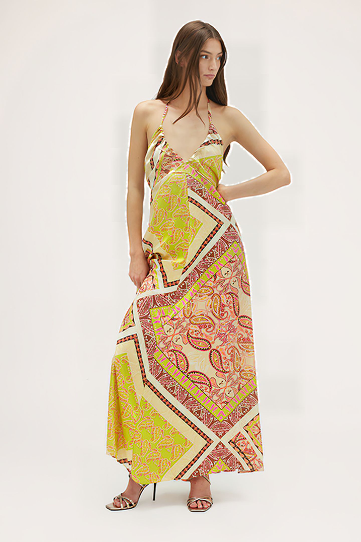 SCARF PATTERN SUMMER DRESS GREEN 1