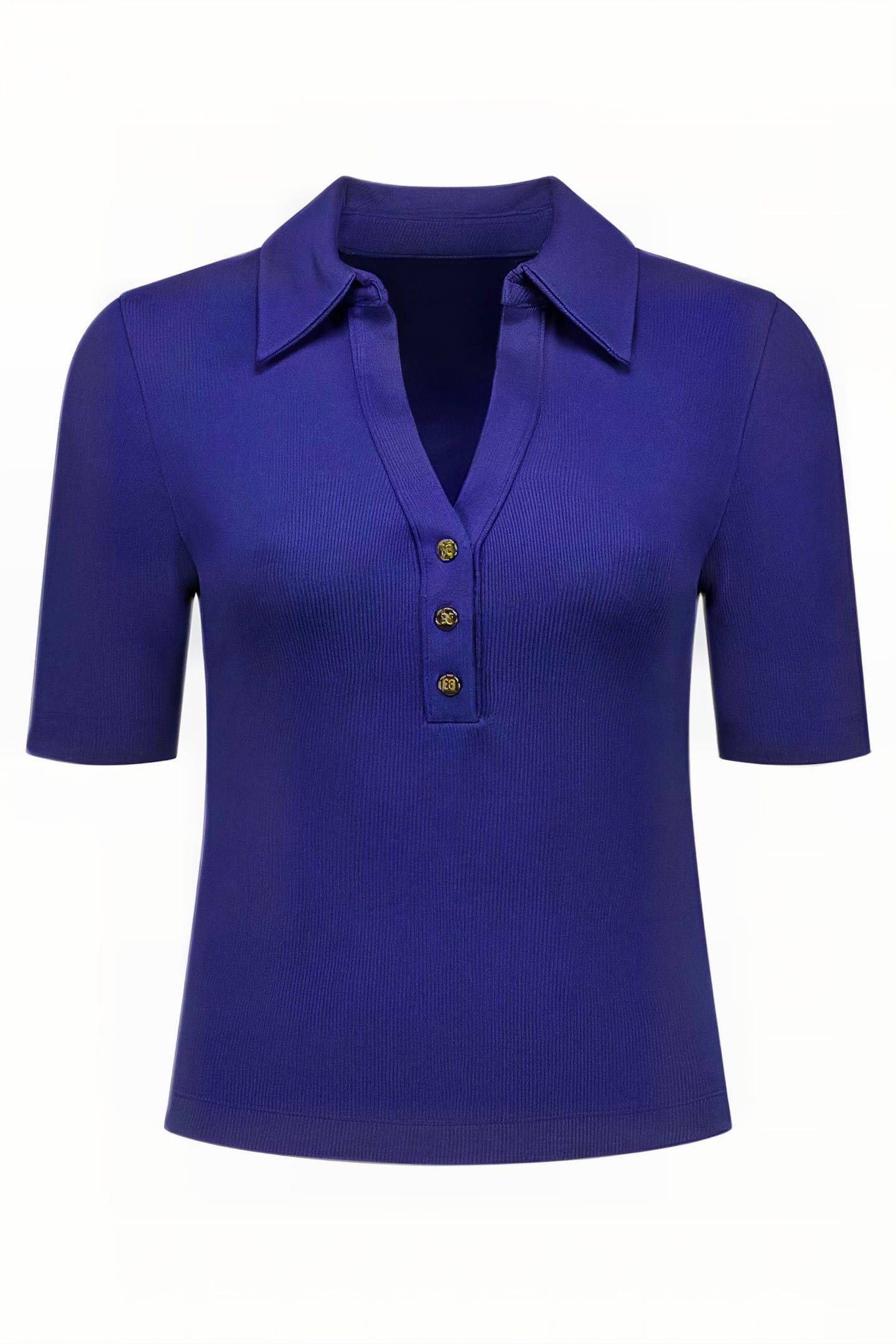 RIB BUTTON T-SHIRT MIDNIGHT BLUE 1