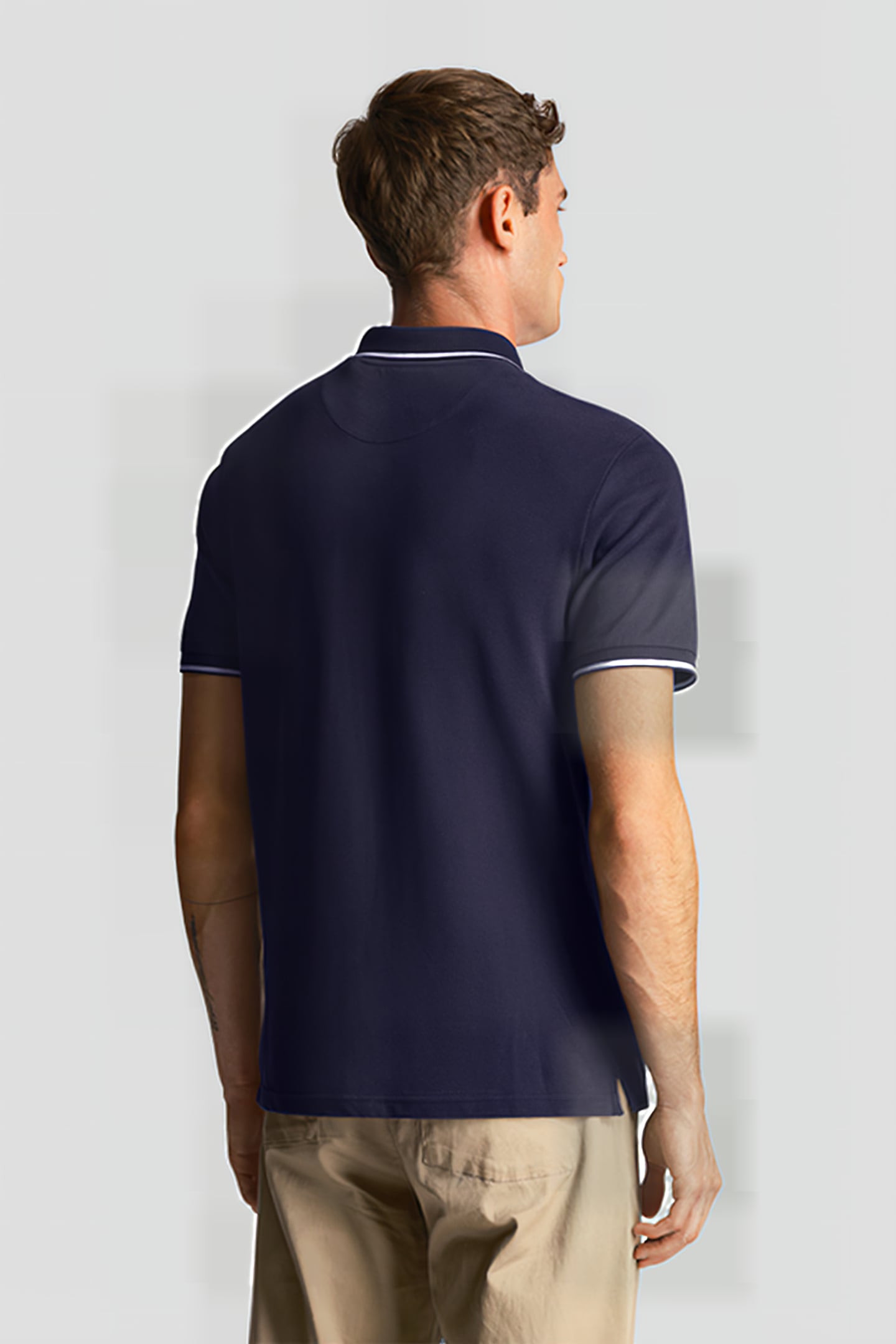 CO-ORDINATE PRINT TIPPED POLO SHIRT NAVY/ WHITE 2