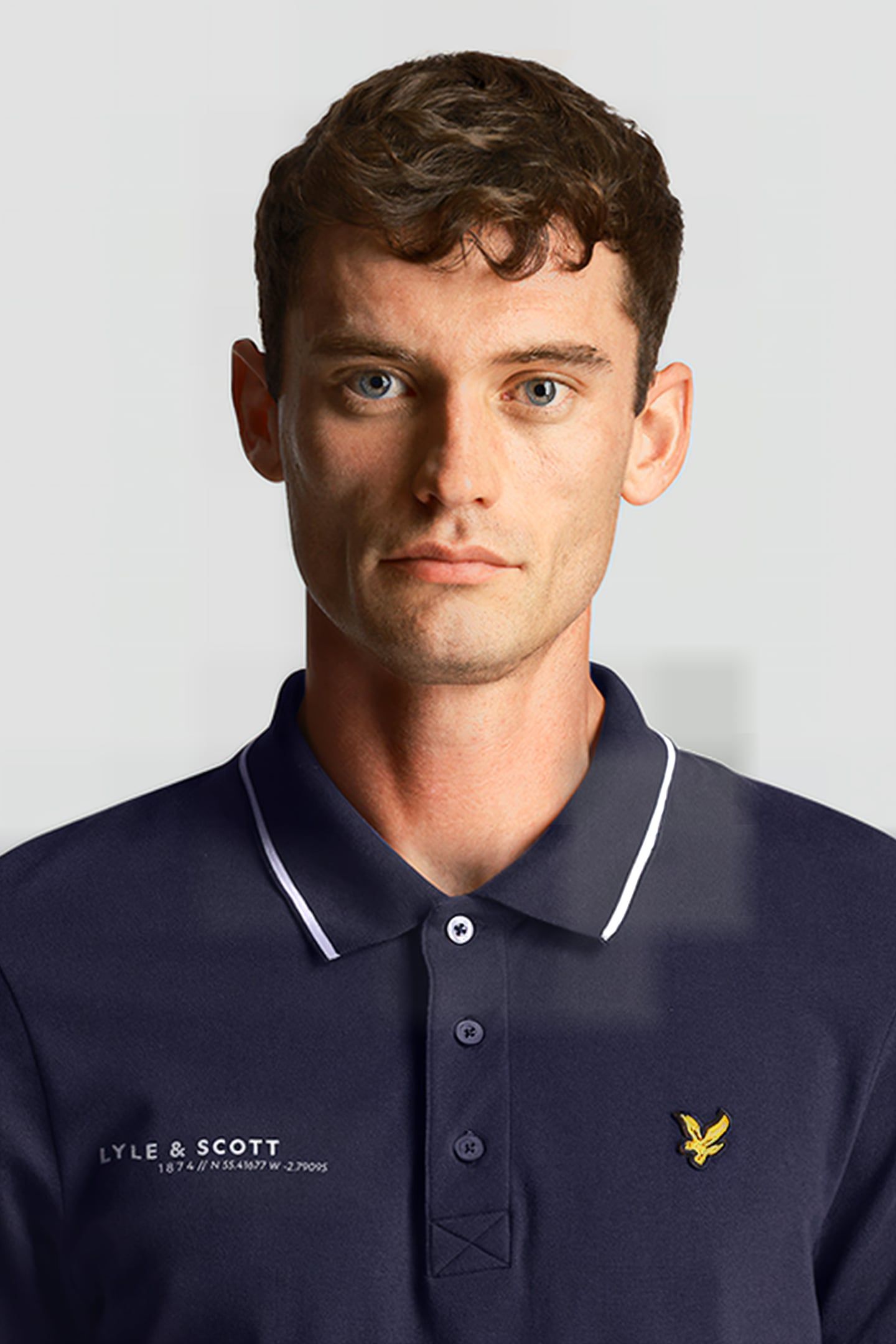 CO-ORDINATE PRINT TIPPED POLO SHIRT NAVY/ WHITE 5