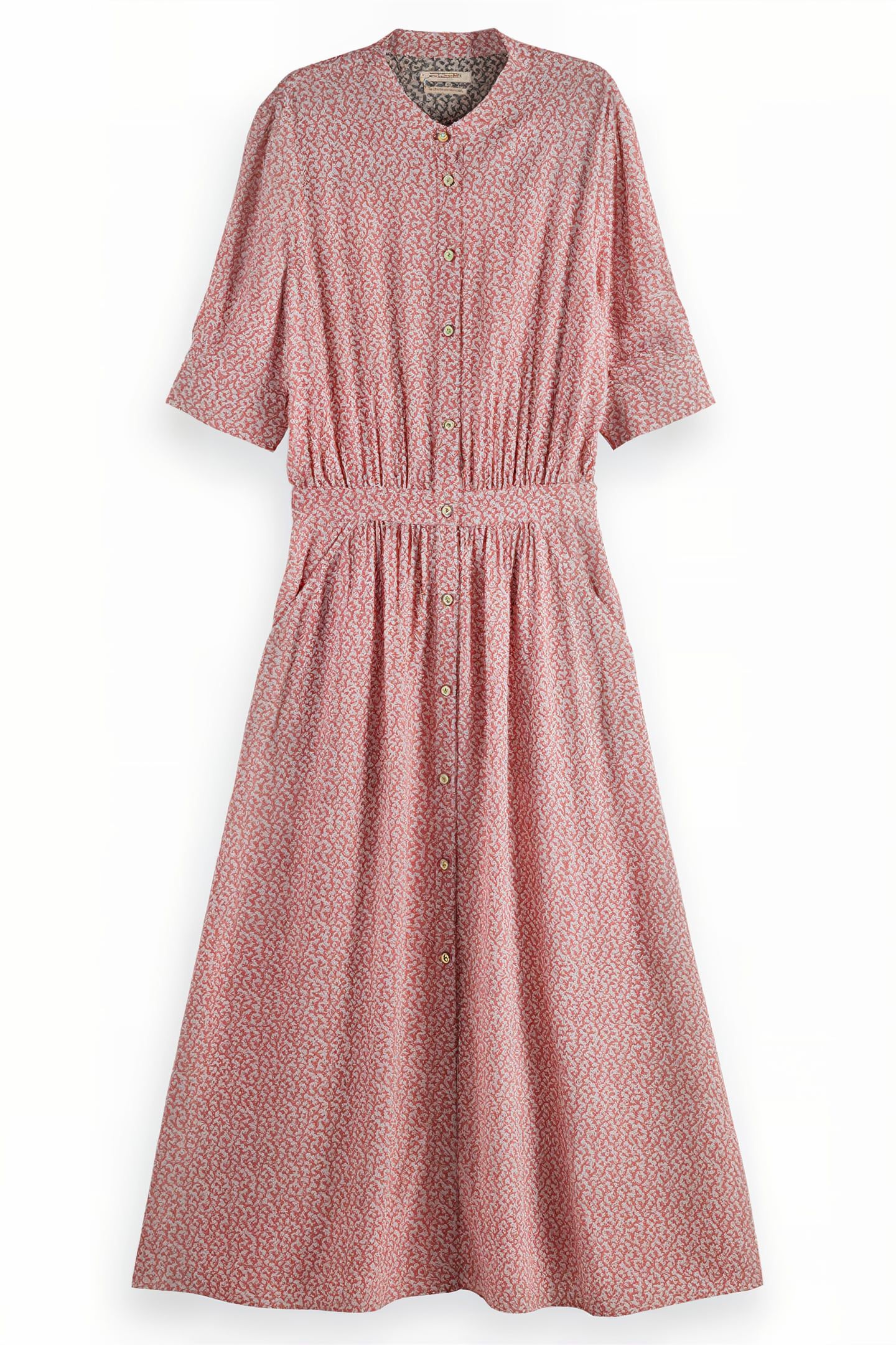 MIDI DRESS WITH BUTTON CLOSURE CORAL 1