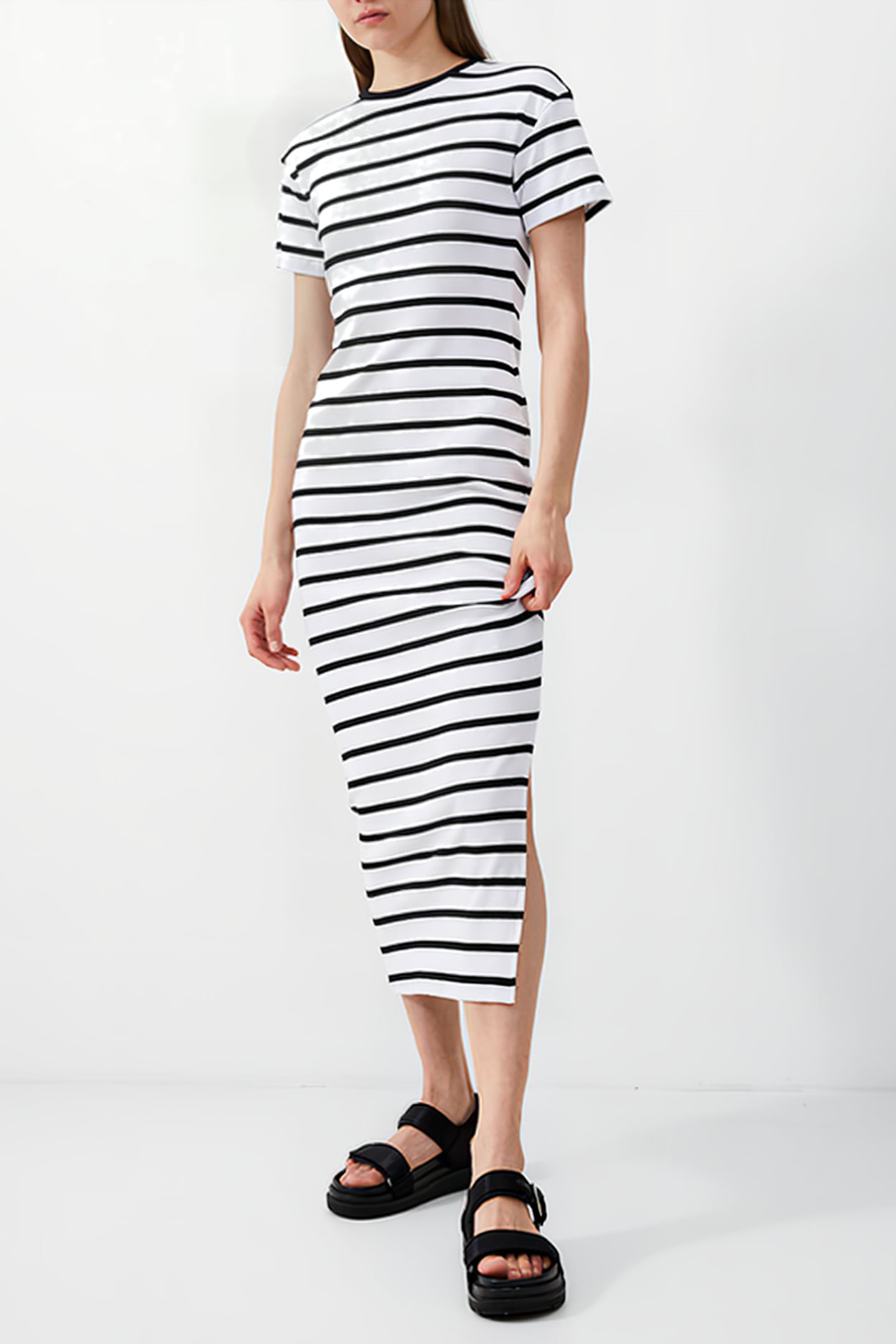 RASSIA STRIPE SS DRESS BLACK/WHITE 1