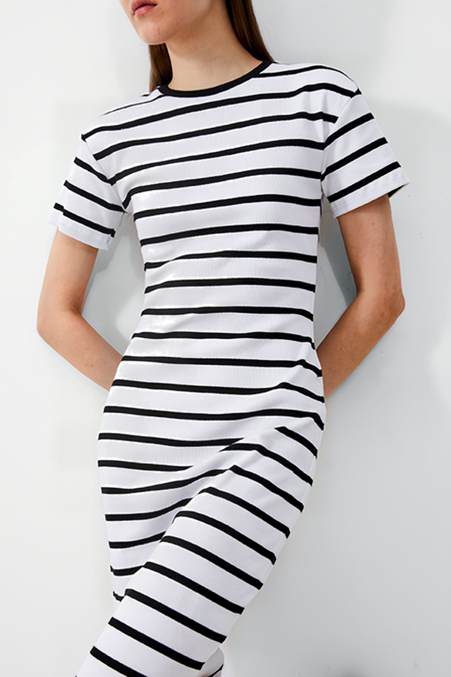 RASSIA STRIPE SS DRESS BLACK/WHITE 4