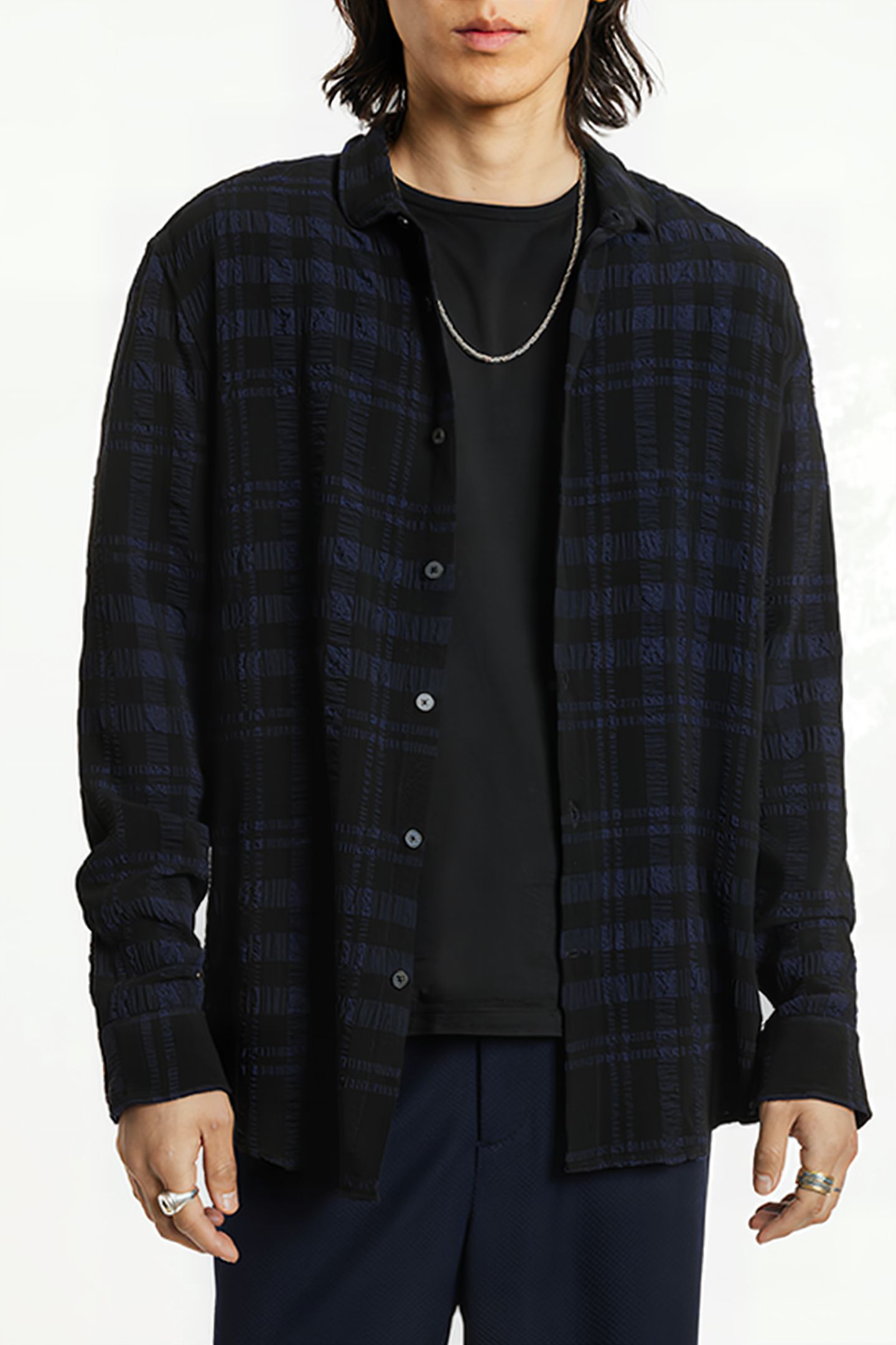 SLIM FIT SHIRT WITH WIRE BLACK/BLUE 1