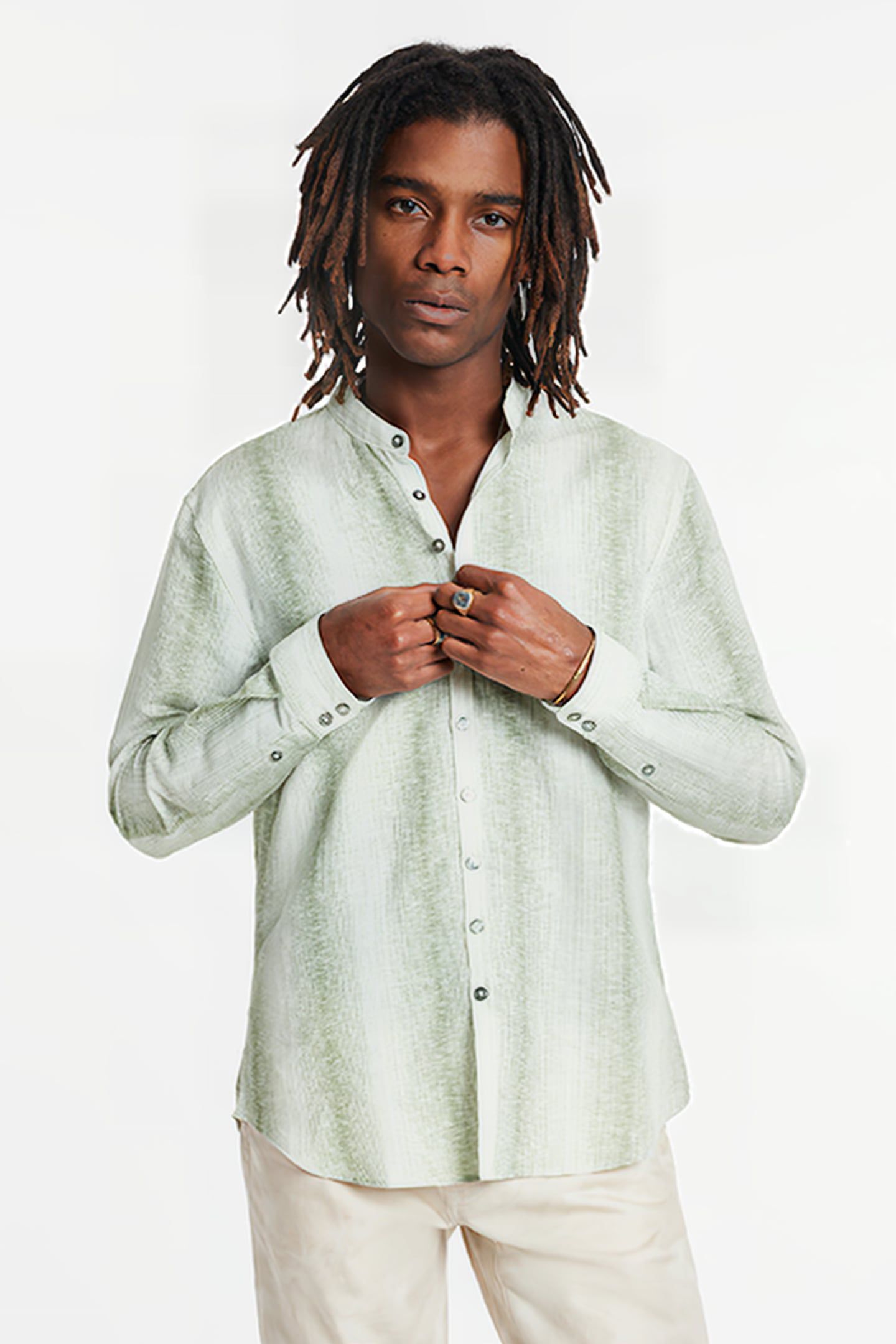 MULTI BUTTON BAND COLLAR PISTACHIO 1