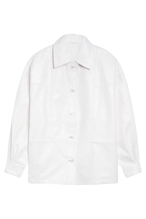 WHITE LEATHER JACKET WITH SEAMING DETAILS 3
