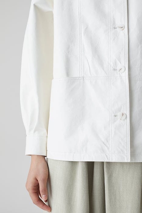 WHITE LEATHER JACKET WITH SEAMING DETAILS 7