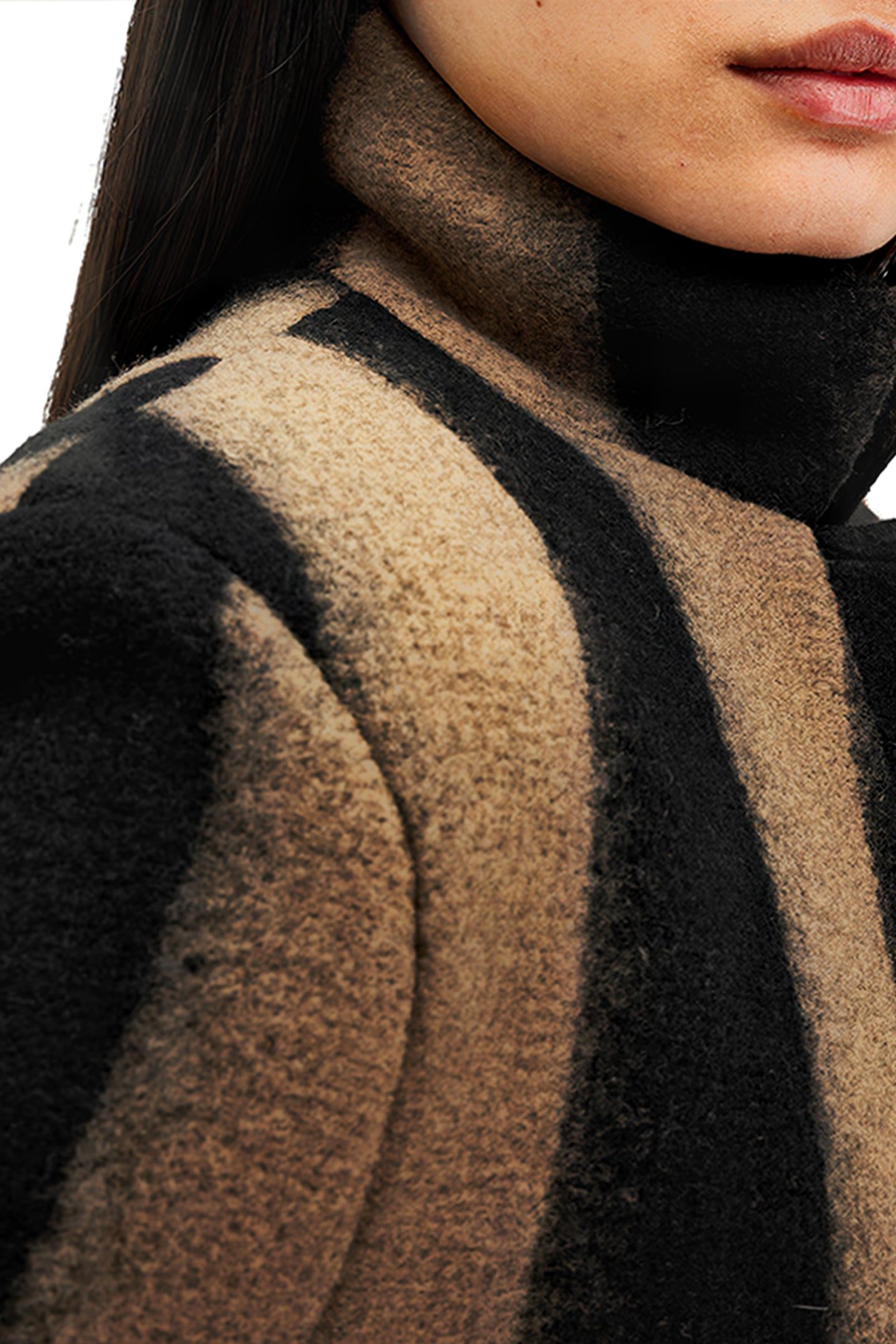 JAMES STRIPE COAT BROWN/BLACK 7