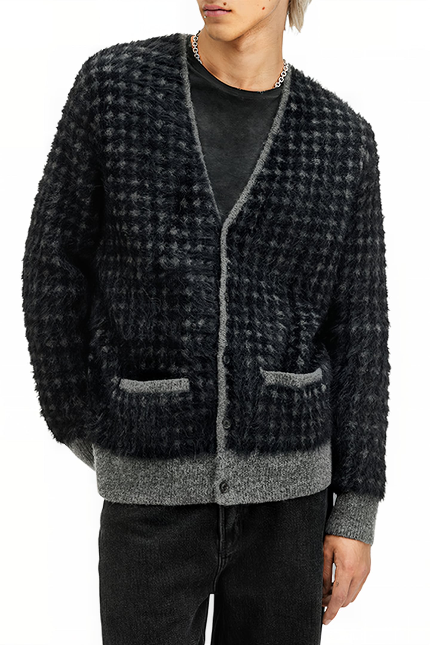 EDGAR CARDIGAN GREY/BLACK 6