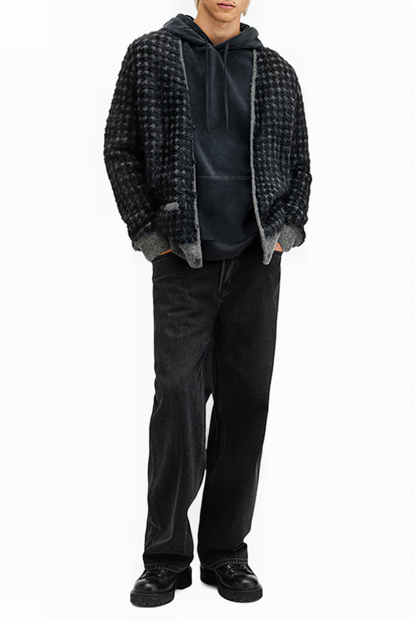 EDGAR CARDIGAN GREY/BLACK 3