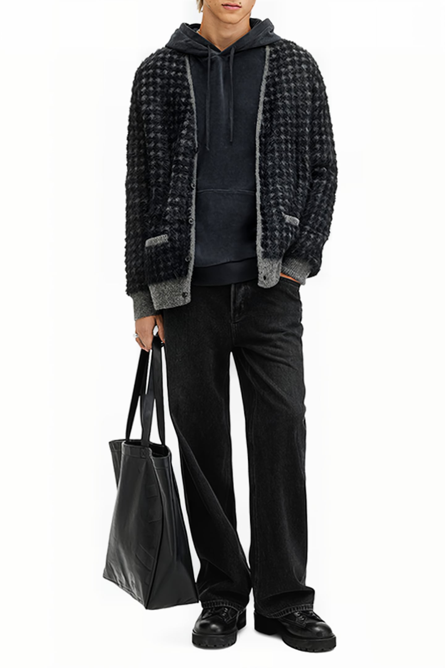 EDGAR CARDIGAN GREY/BLACK 5