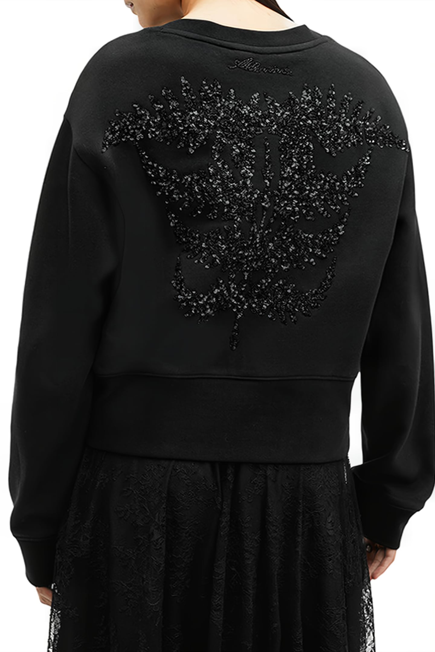 FERN EMB SWEAT BLACK 2