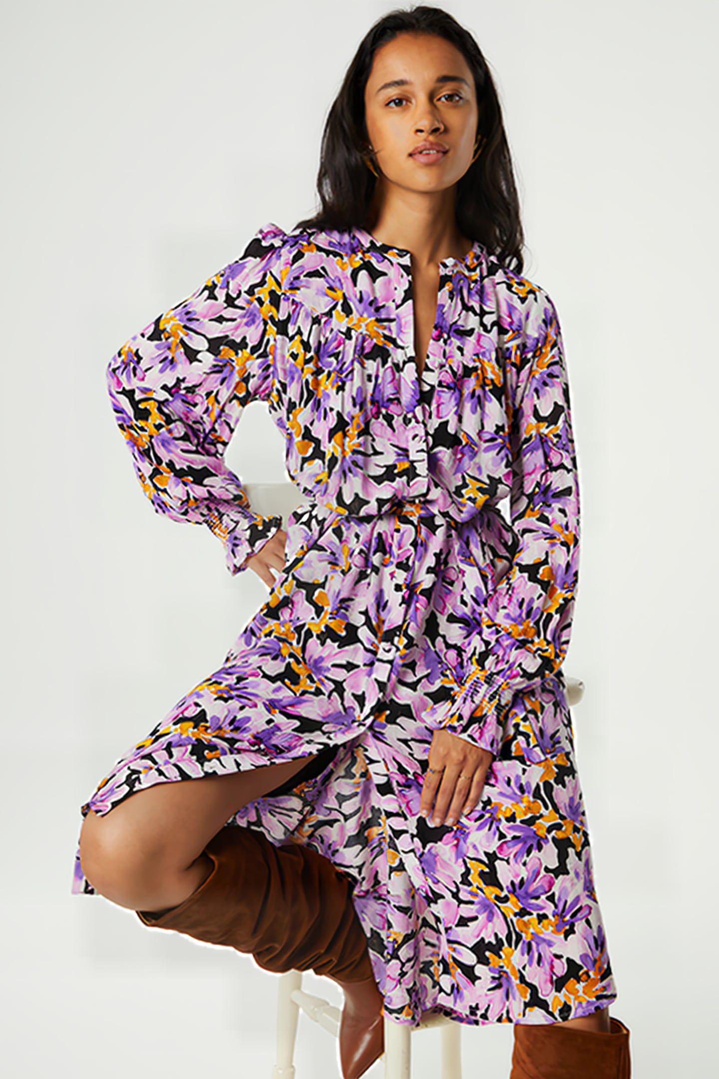 WILLOW DRESS COOKIE CARAMEL/GRAPE 4