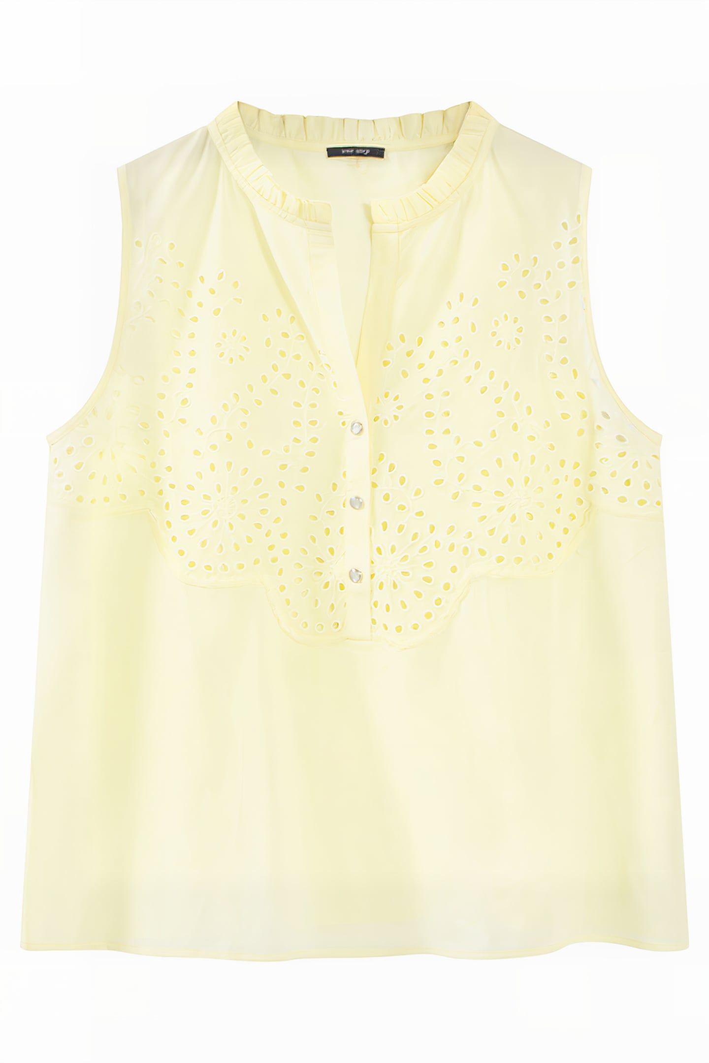 CANDIE - MIMOSA TOP WITH COLLAR AND EMBROIDERED TRIM 1