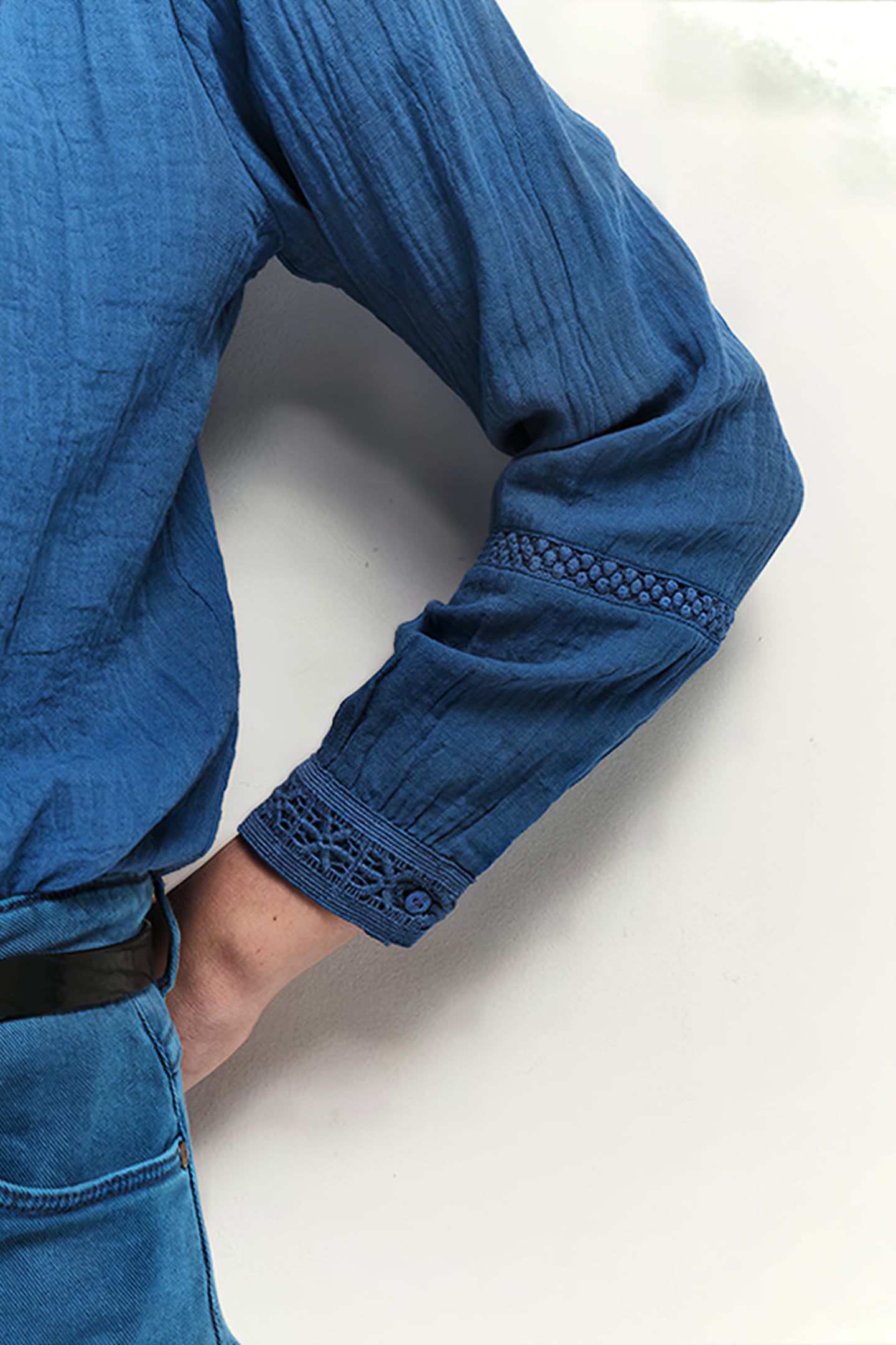 CHLOE - SANTORINI BLUE PLAID EMBROIDERY SHIRT 4