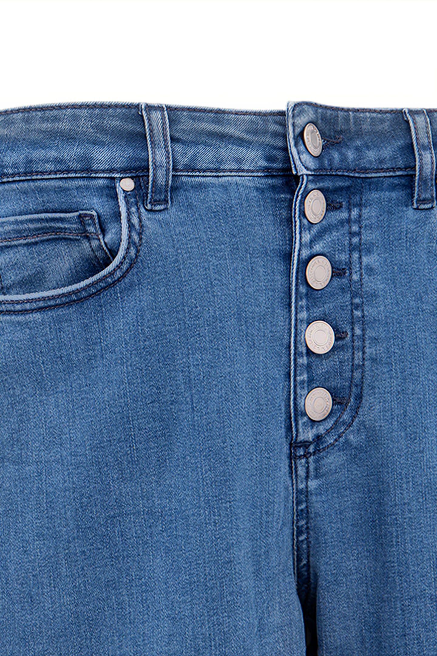 BLUE WATERLESS STRAIGHT JEANS WITH FRINGED CUFFS 3