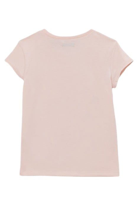 GIRLS’ PINK T-SHIRT WITH BLUE GLITTER PARROT IMAGE 2