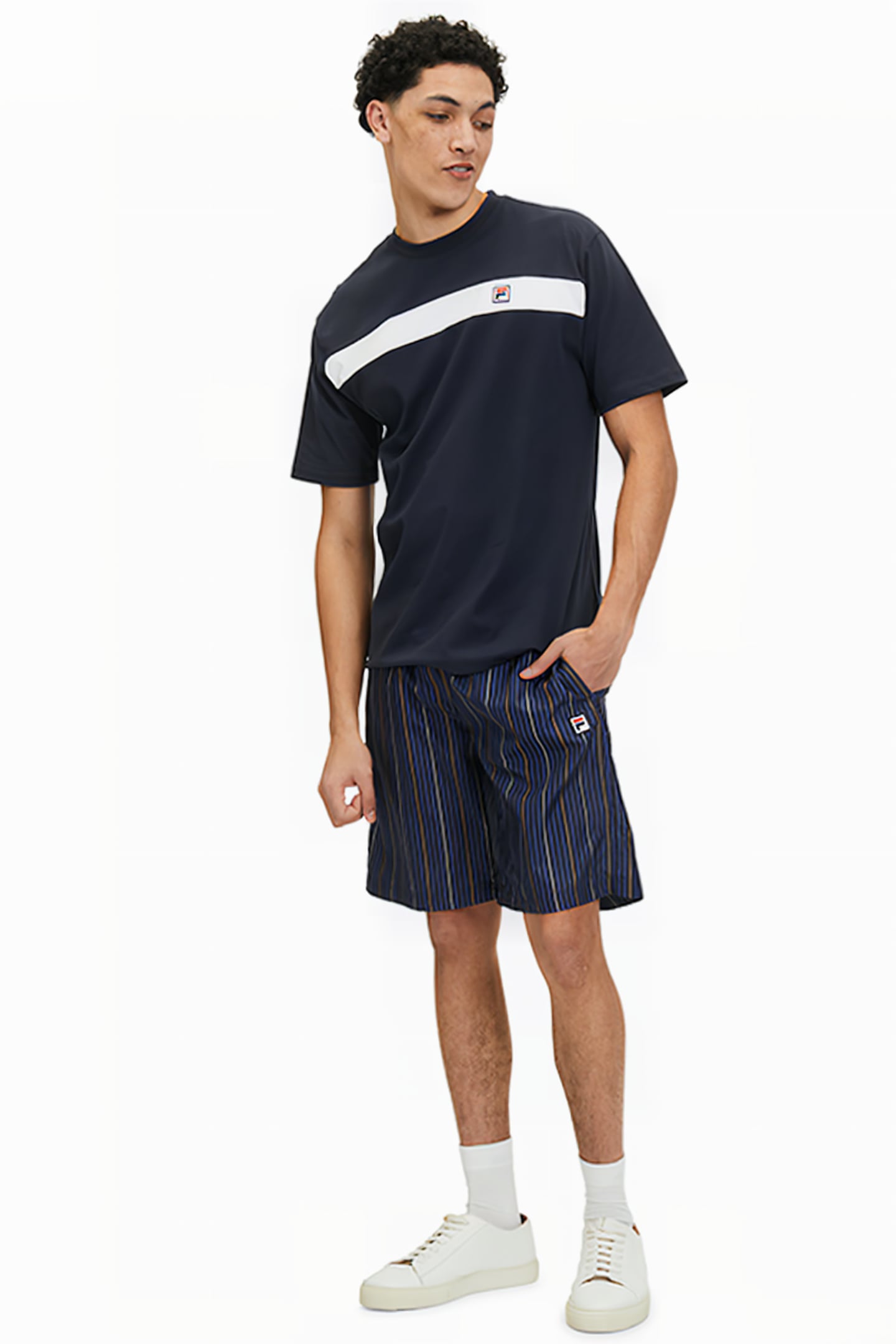 SHORT SLEEVES T-SHIRT WITH CONTRAST DETAIL NAVY / WHITE 3