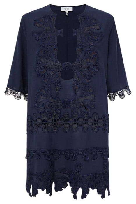 ETTA EMBROIDERED MINI DRESS — NAVY 4