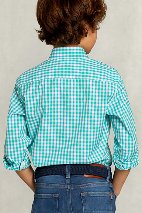 CUSTOM FIT CHECKED SHIRT GREEN.WHITE GREEN 2