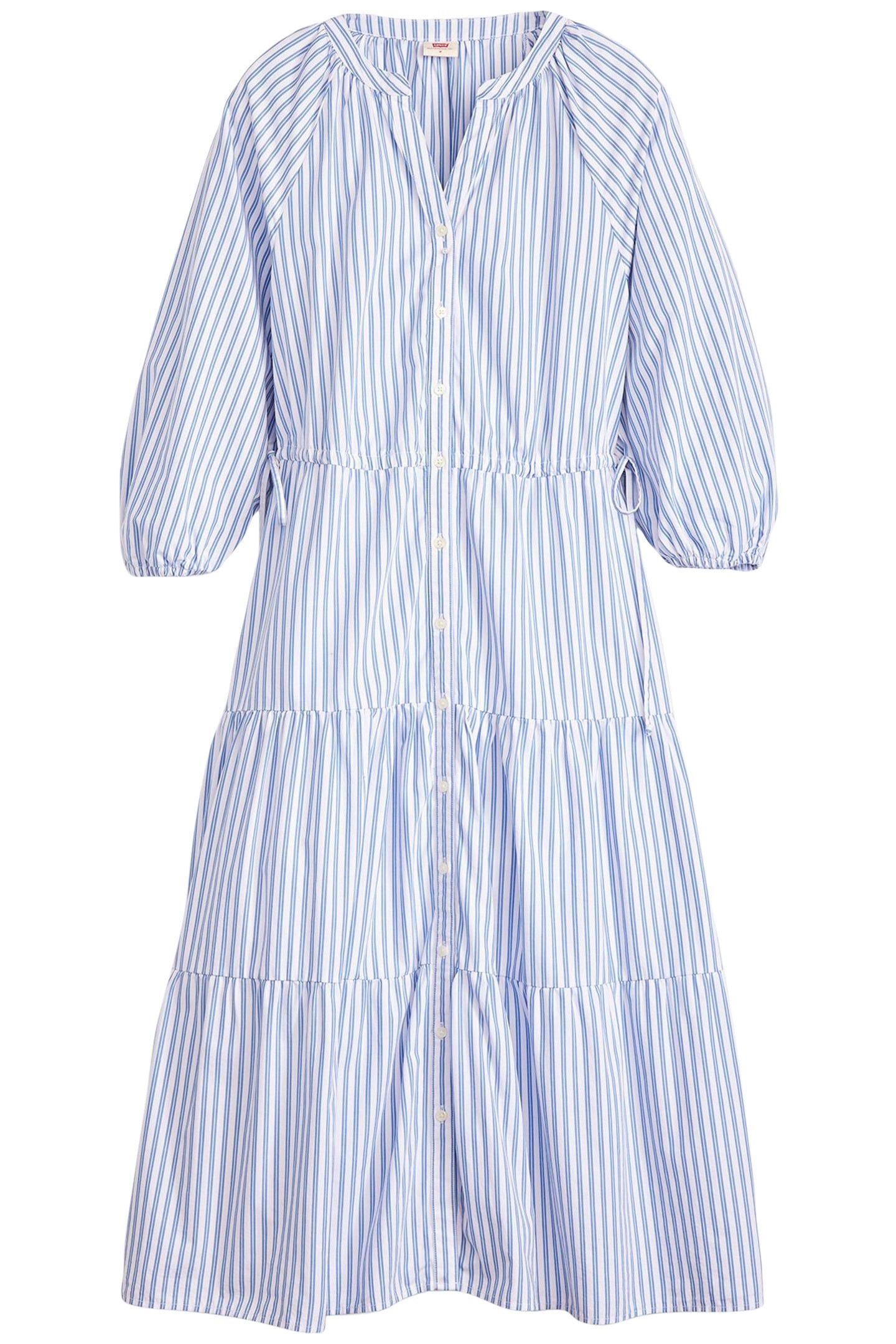 CECILE MIDI DRESS BEARBERRY STRIPE BLUE 3