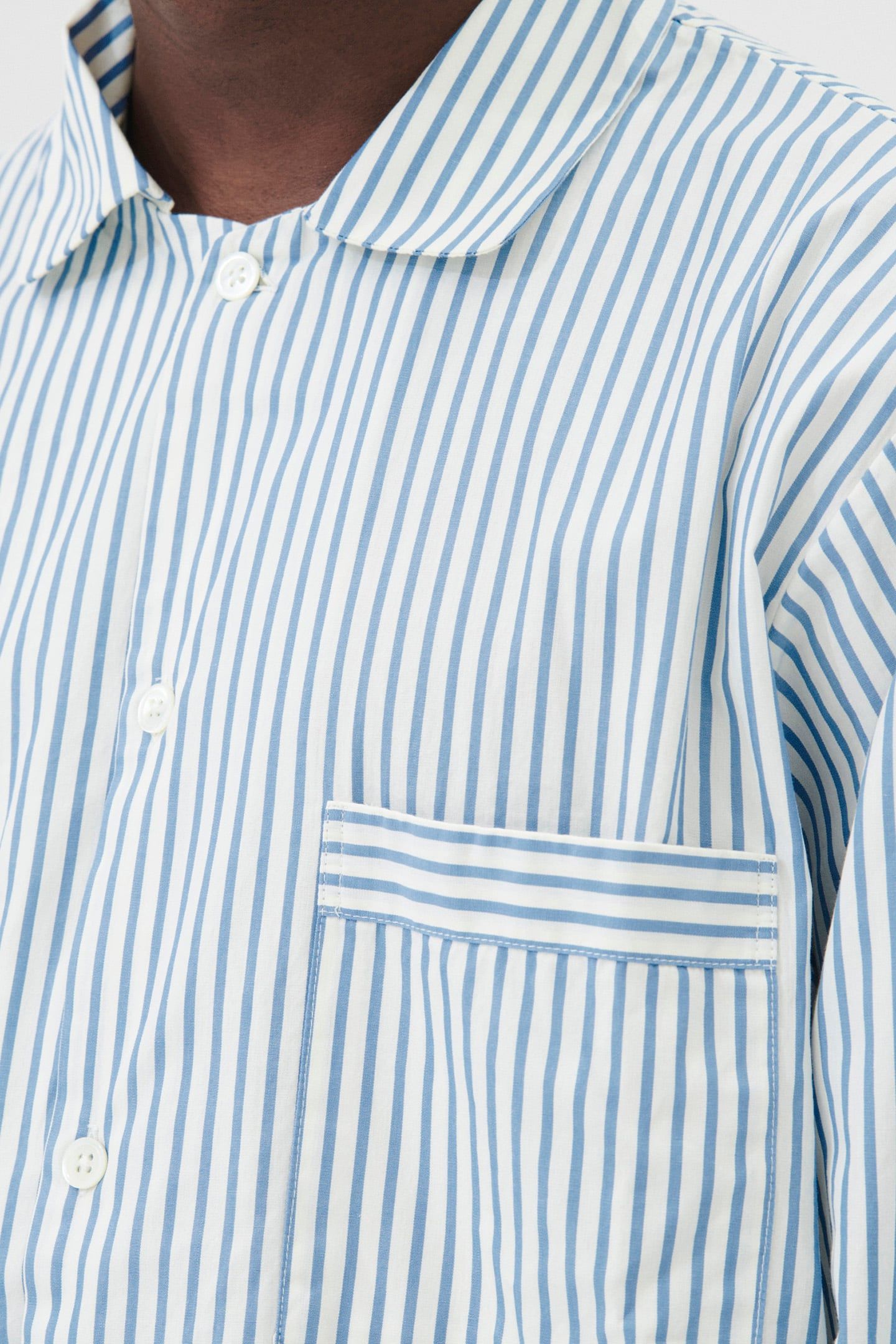 UNISEX POPLIN, PYJAMAS SHIRT PLACID BLUE STRIPES 3