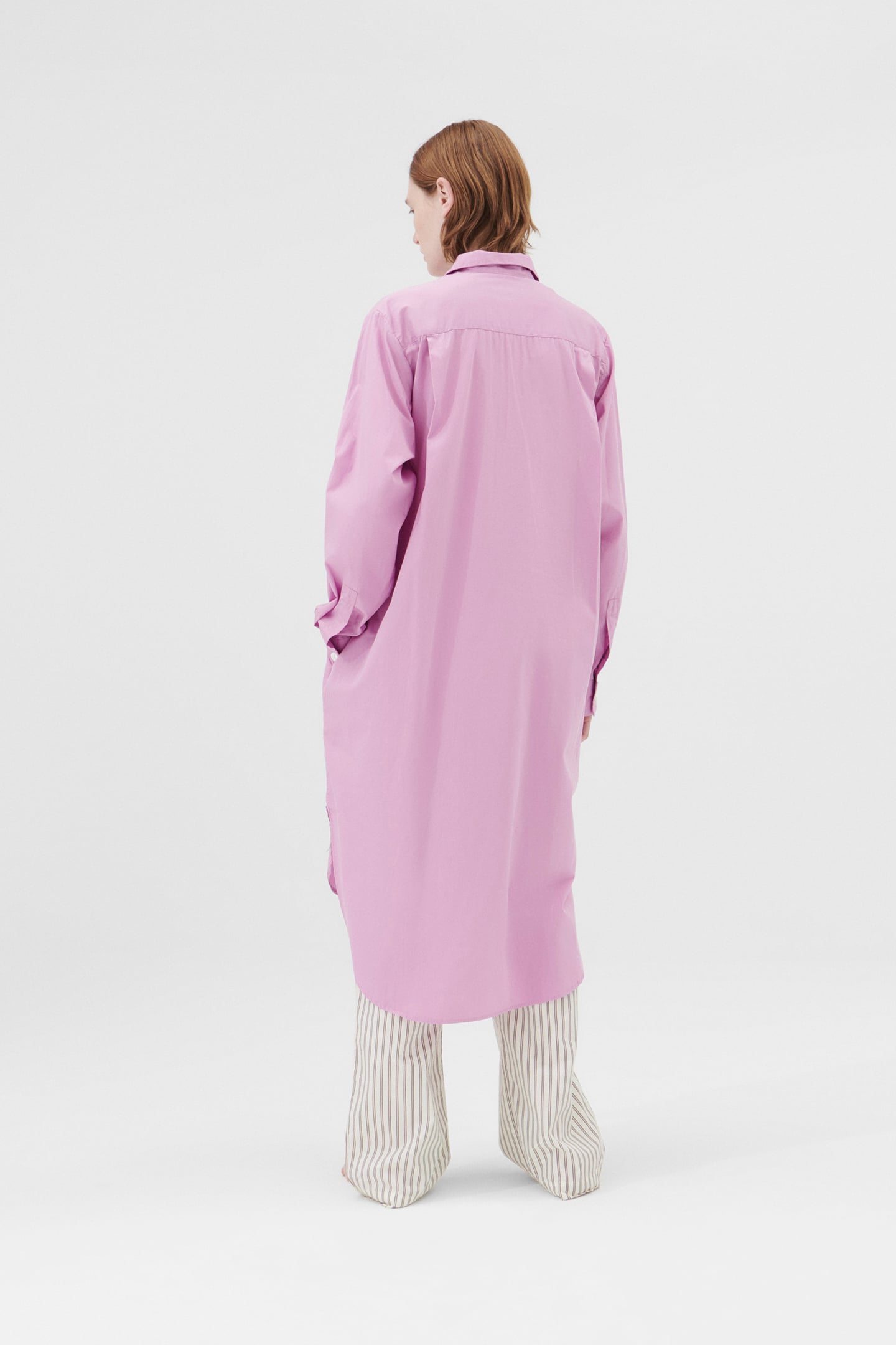 UNISEX POPLIN, NIGHT SHIRT PURPLE PINK 2