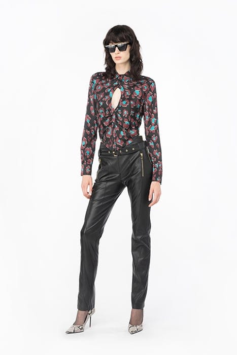 CYBERNELLA SHIRT BLACK/LIGHT GREEN/BURGUNDY 2