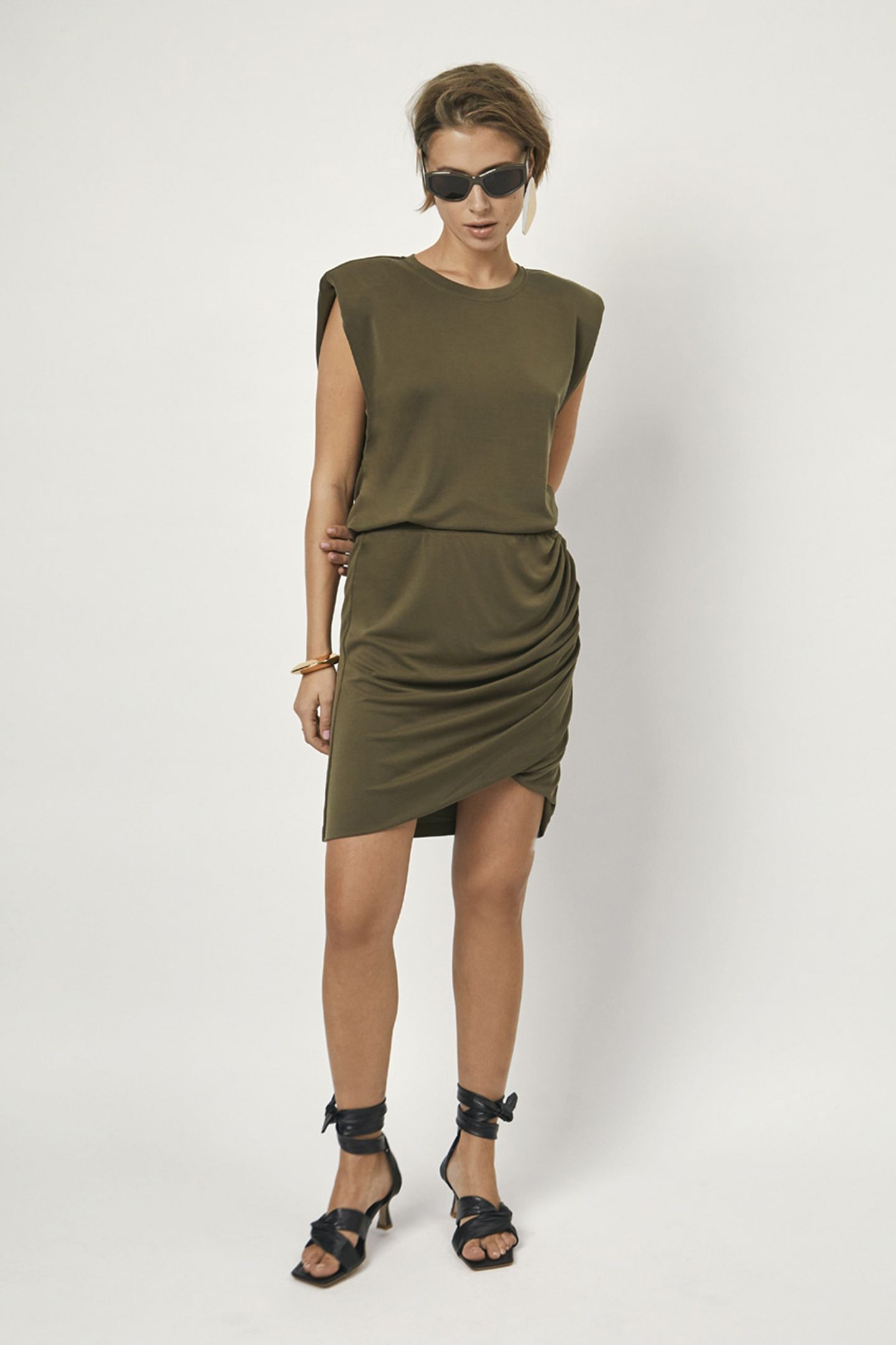 TALIE DRAPEY PLEATED SKIRT UTILITY GREEN 1