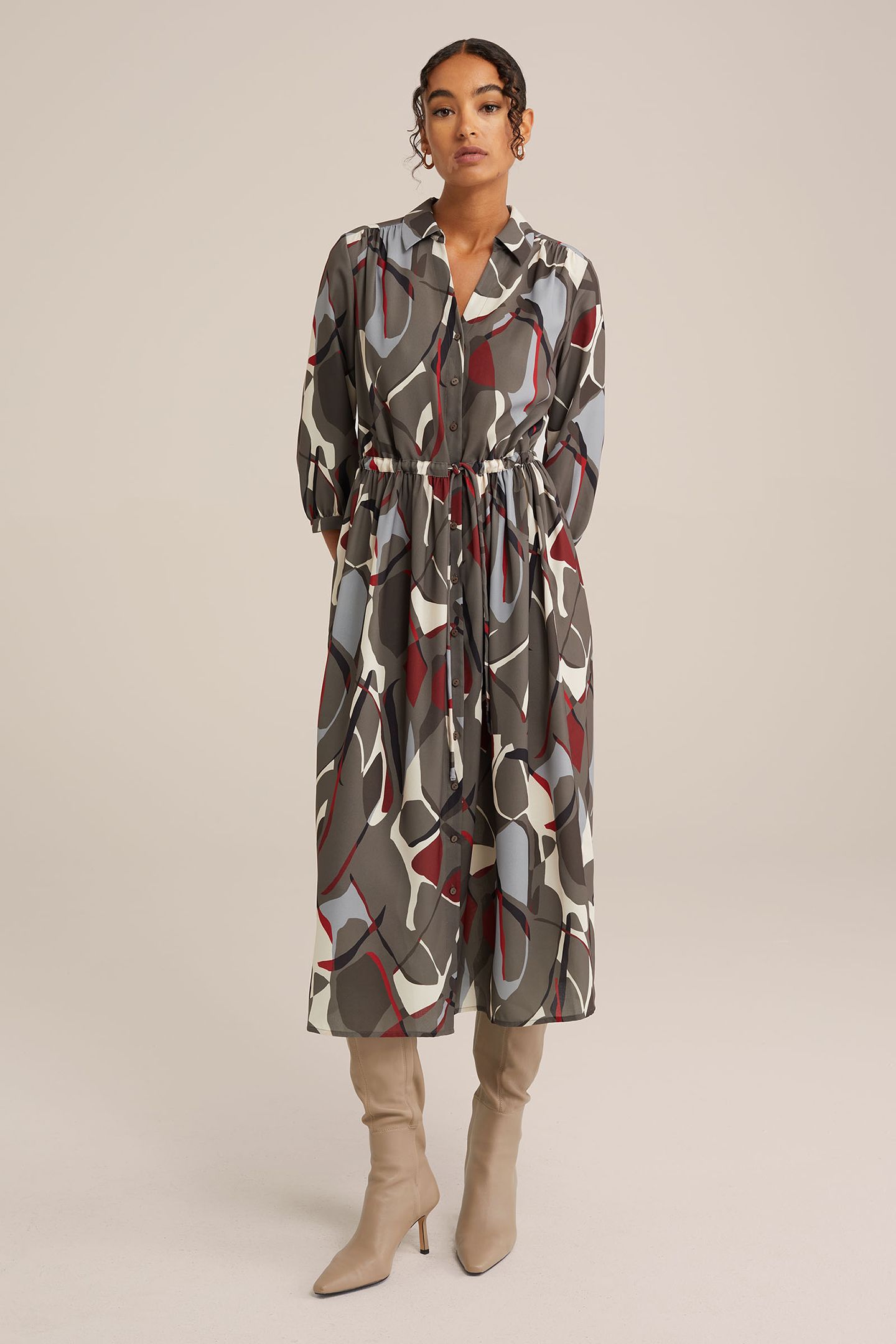 DRESS MID LENGTH GREYISH GREEN 1