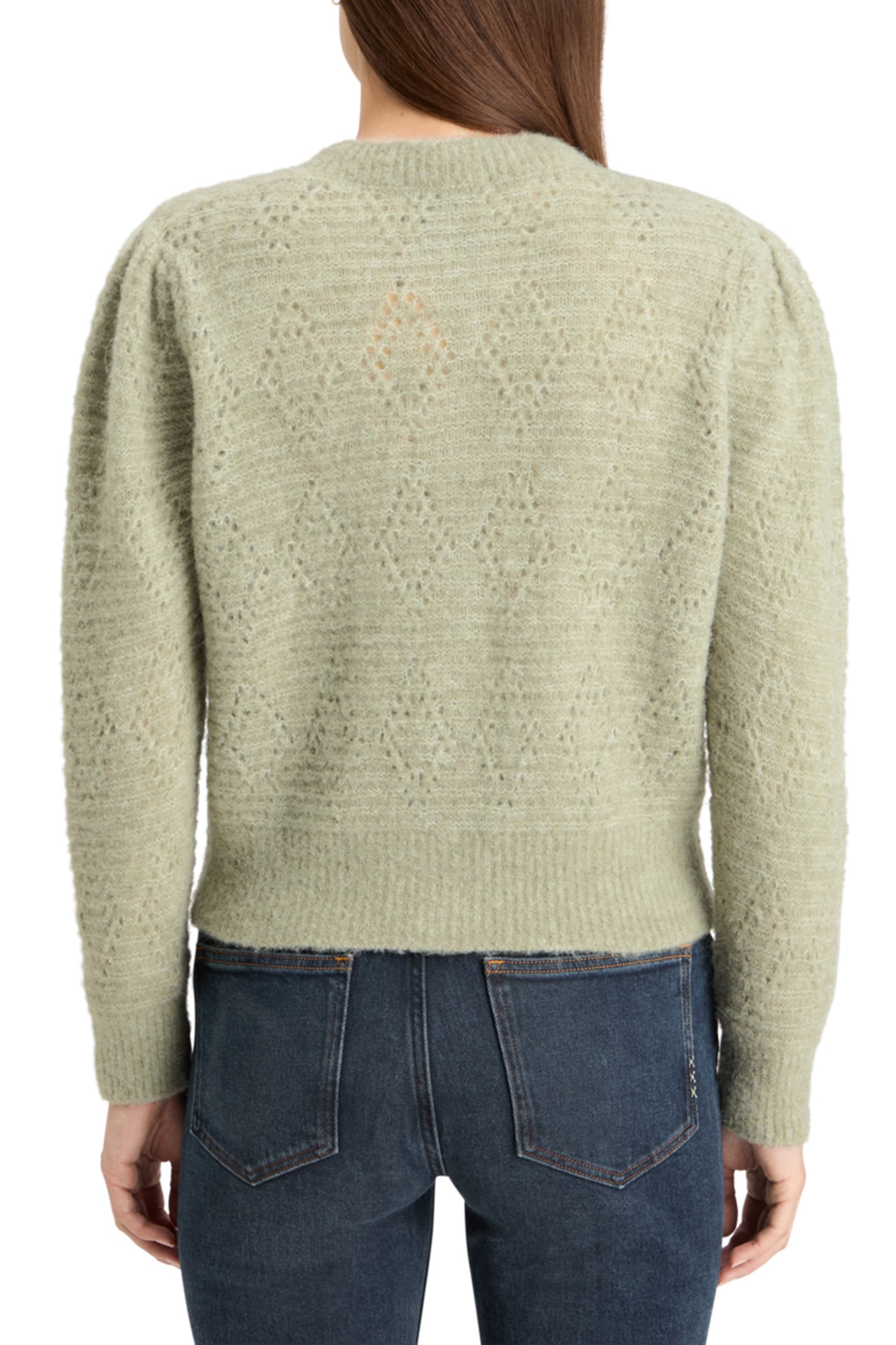 BOUCL CREW NECK CARDIGAN WASHED SAGE MELANGE 2