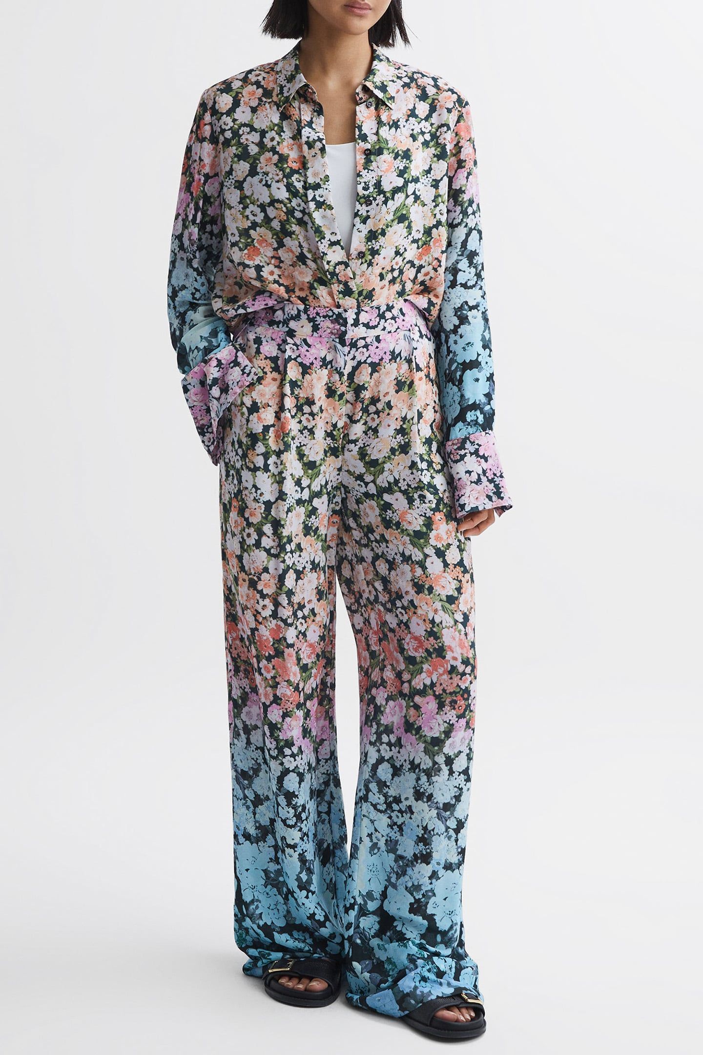 SERENA FLORAL PRINT WIDE-LEG PANTS 1